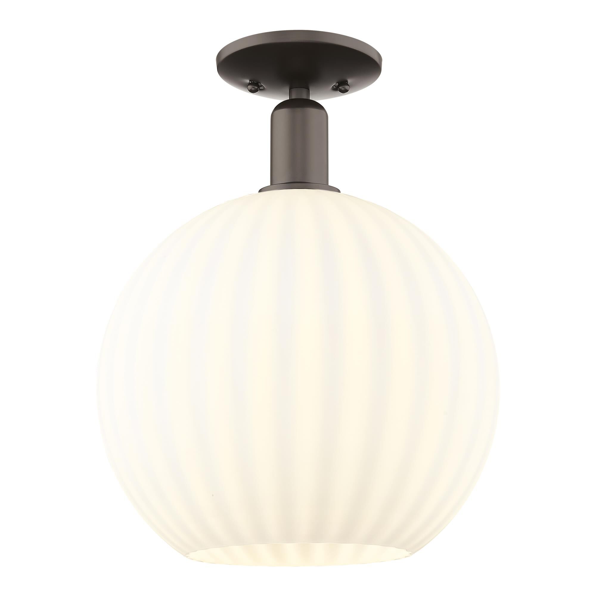 Shown in Oil Rubbed Bronze finish and White Venetian glass