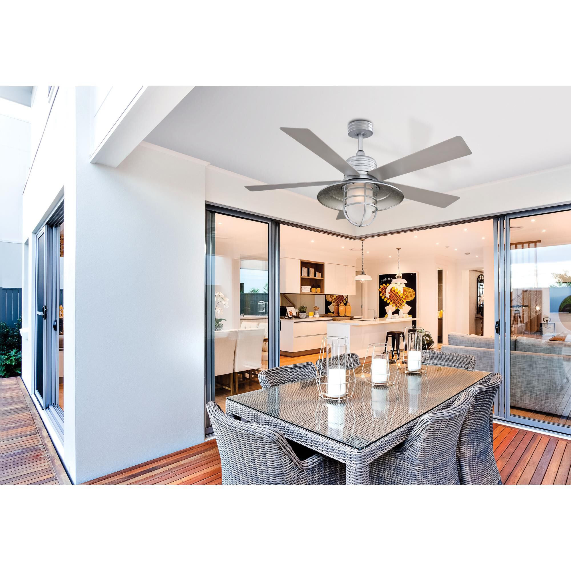 Rainman Outdoor Rated 54 Inch Ceiling Fan with Light Kit by Minka Aire