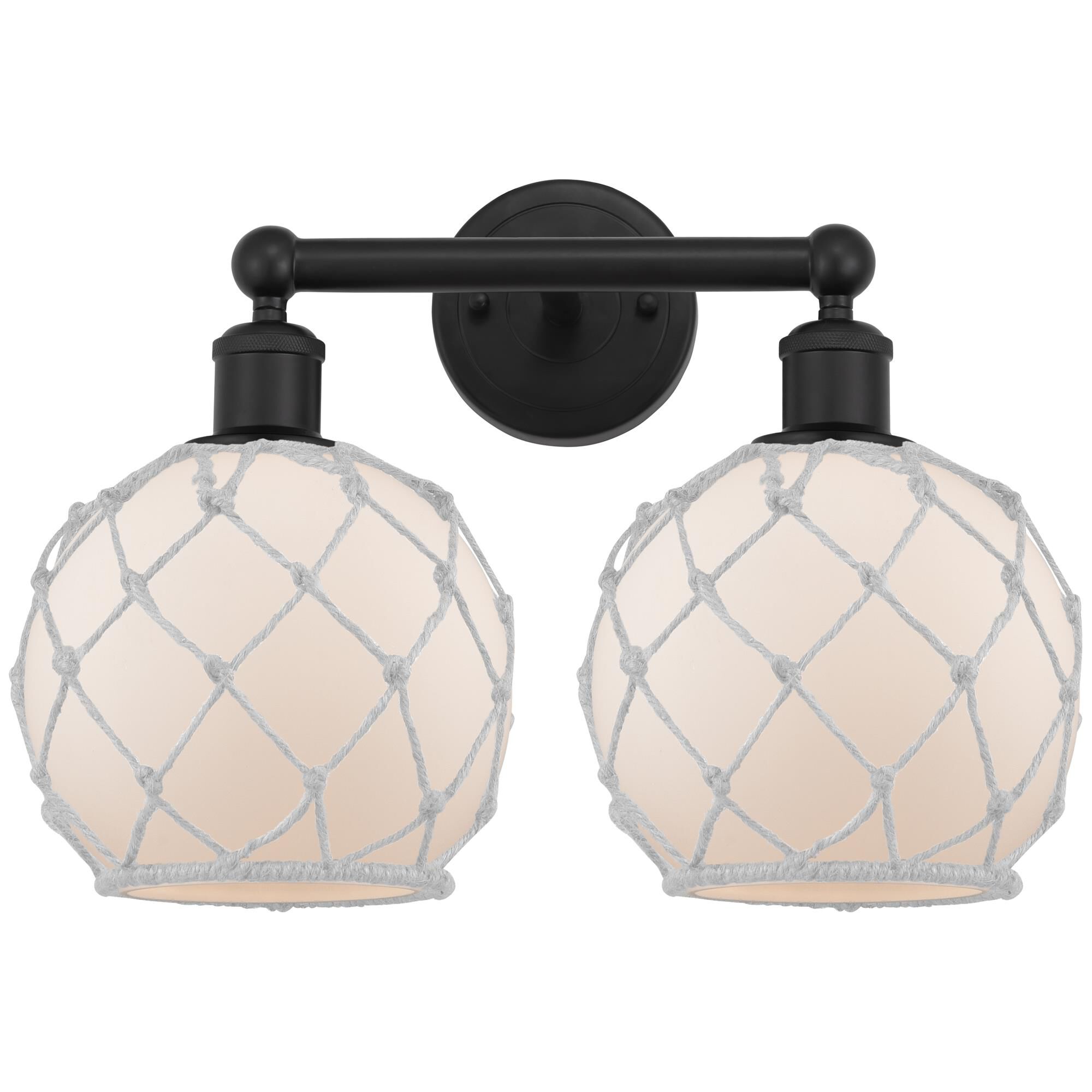 Shown in Matte Black finish and White with White Rope glass