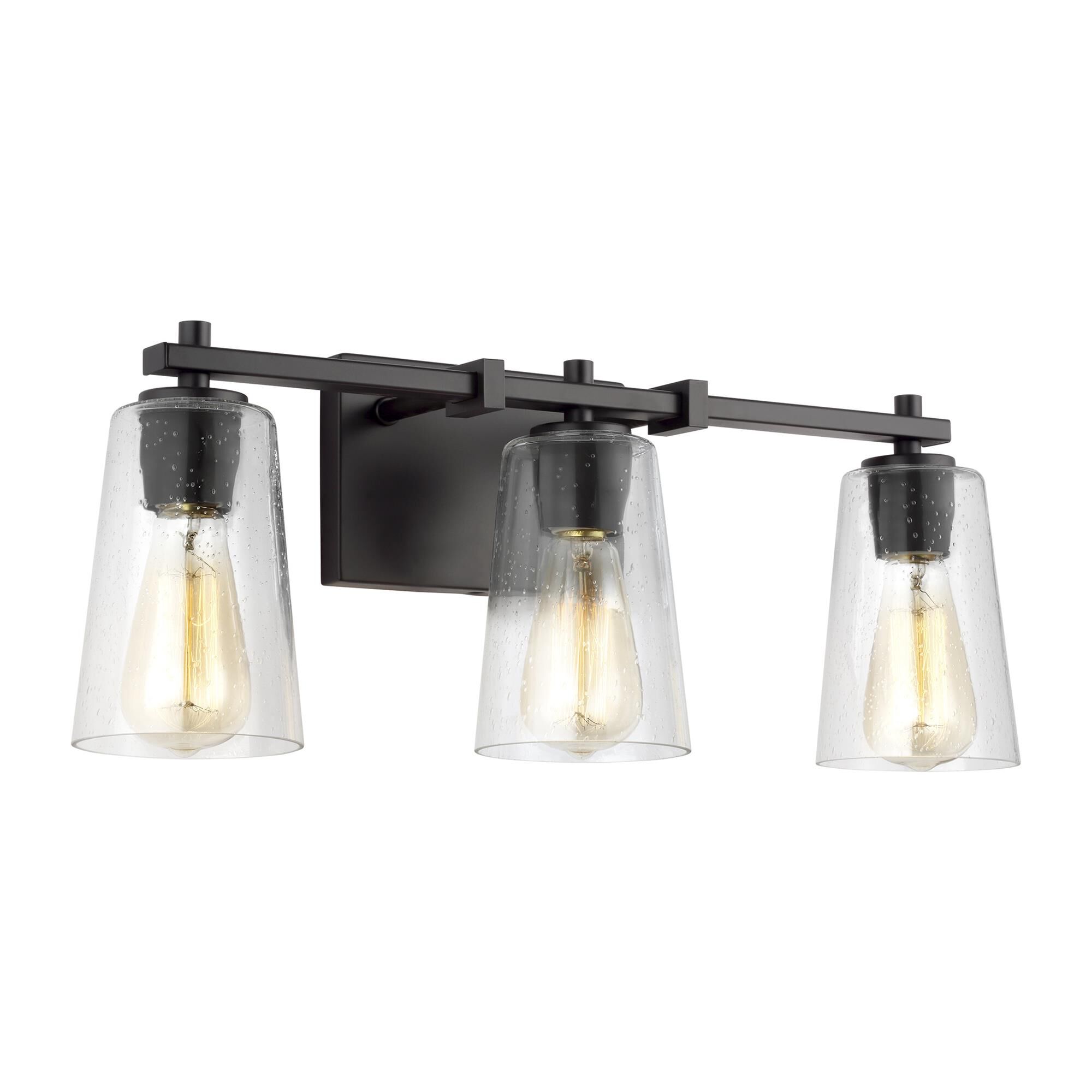 Shown in Oil Rubbed Bronze finish and Clear Seeded glass