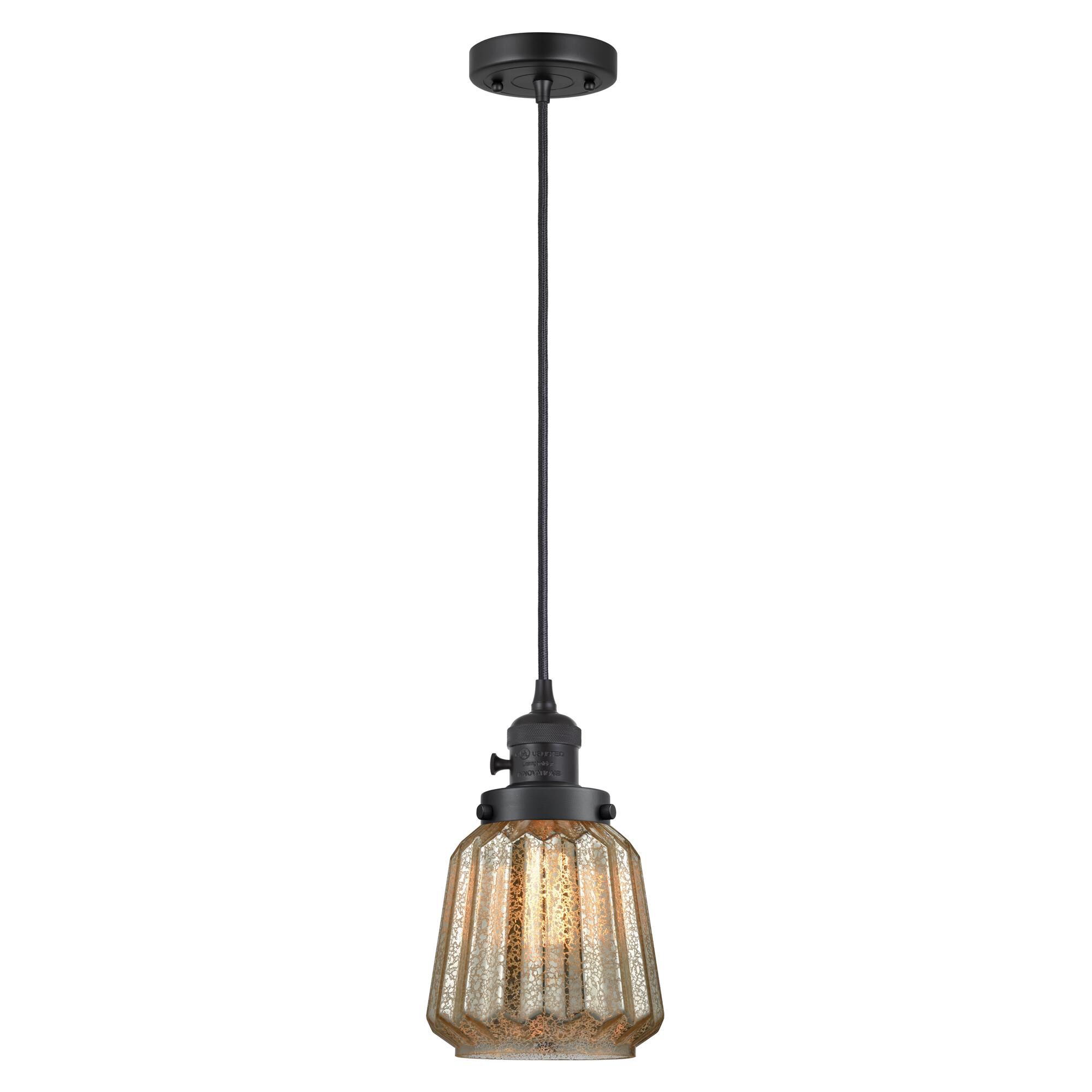 Shown in Matte Black finish and Mercury glass