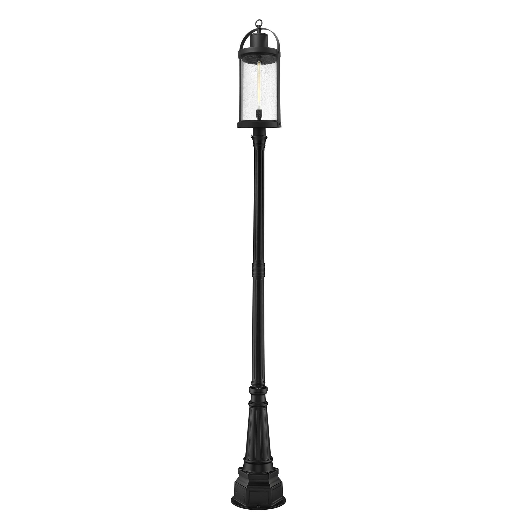 Shown in Black finish and Glass shade