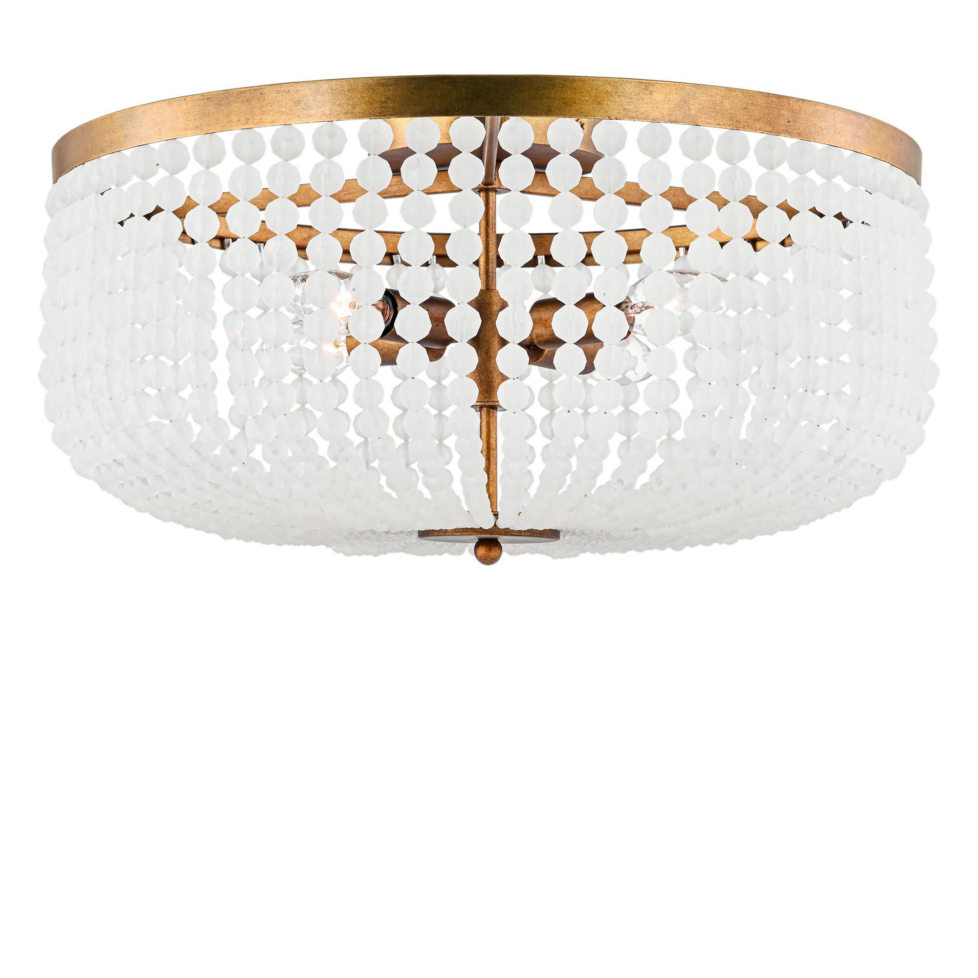 Shown in Vintage Gild finish and Heavily Frosted Acrylic Beads shade