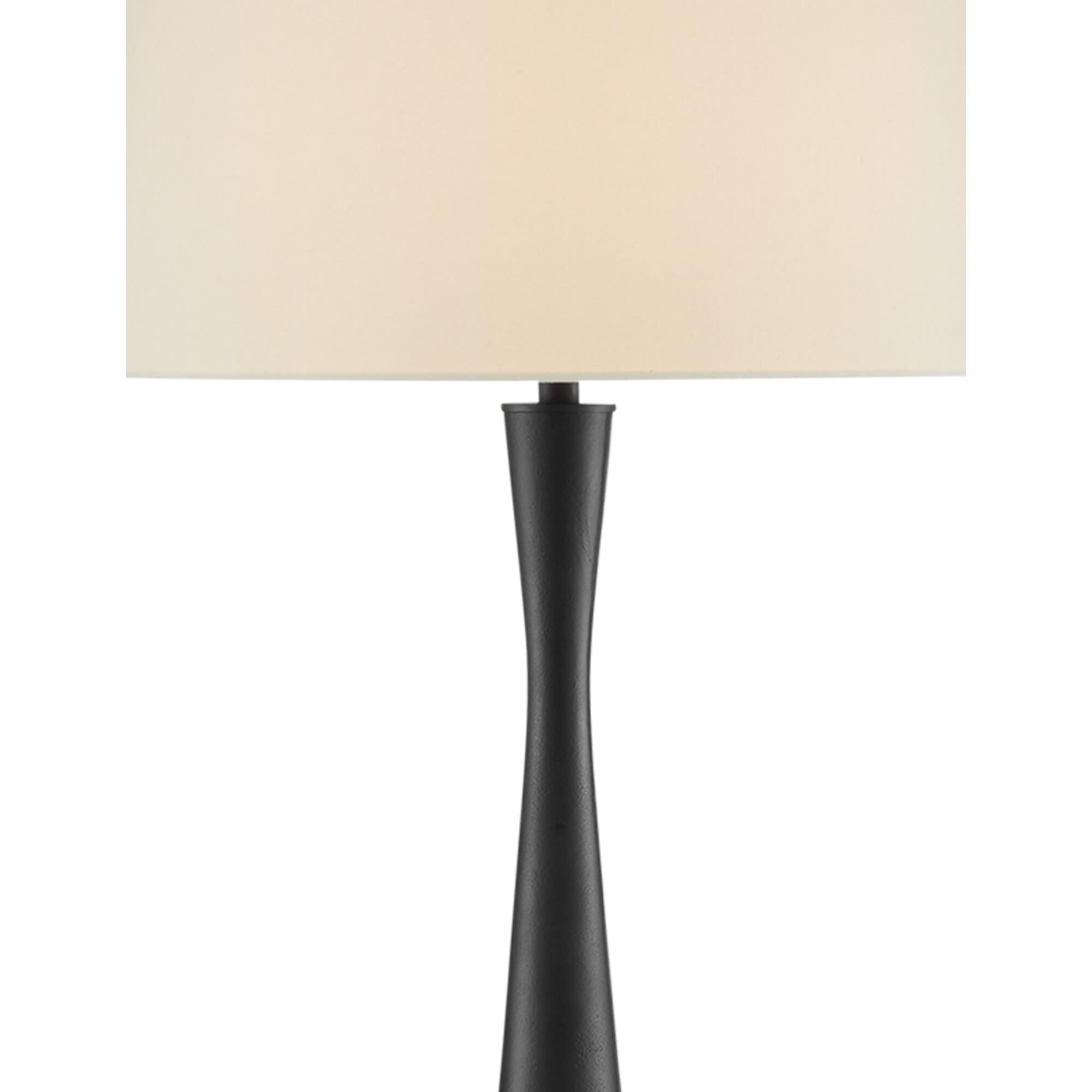 Shown in Matte Black finish and Off-White Linen shade