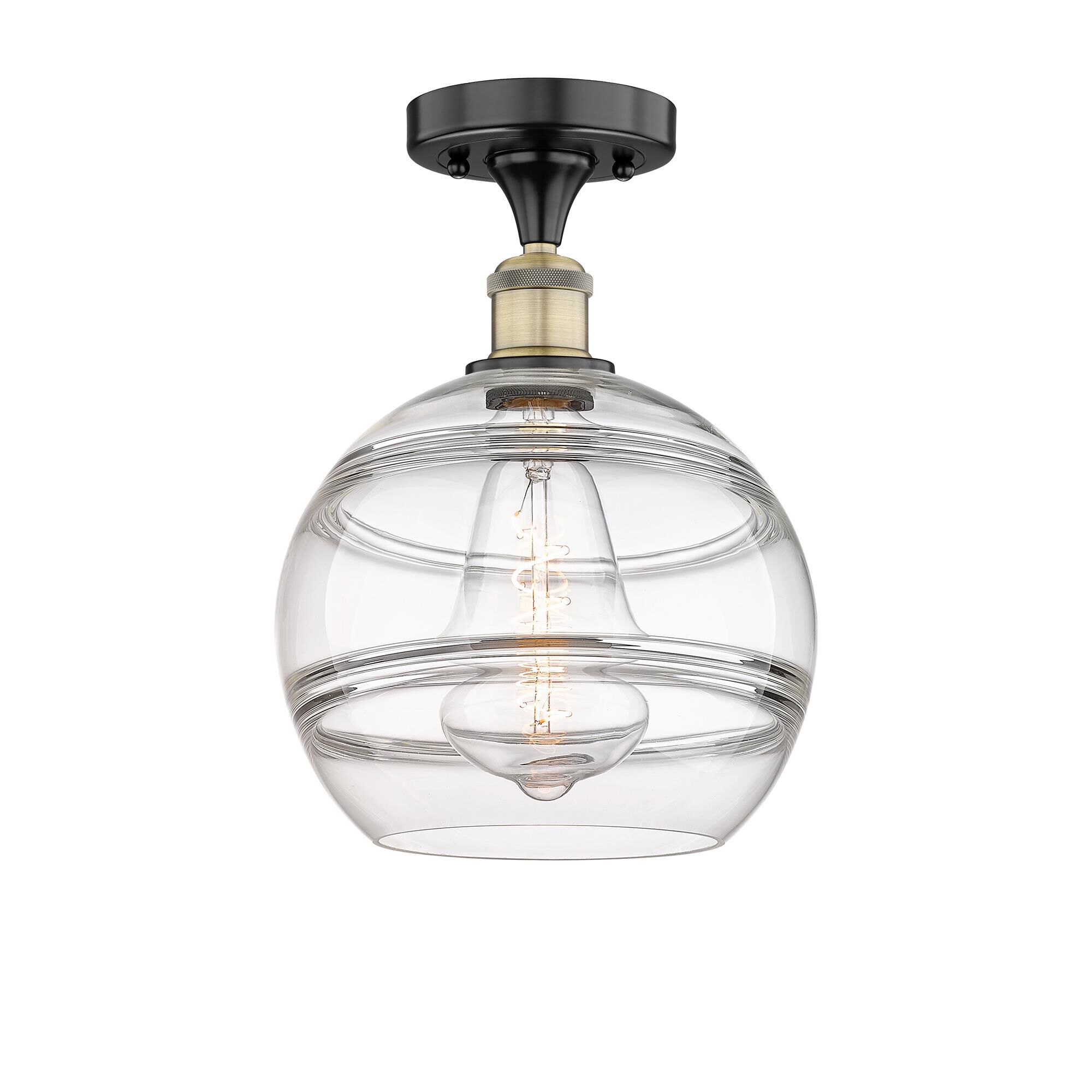 Shown in Black Antique Brass finish and Clear glass
