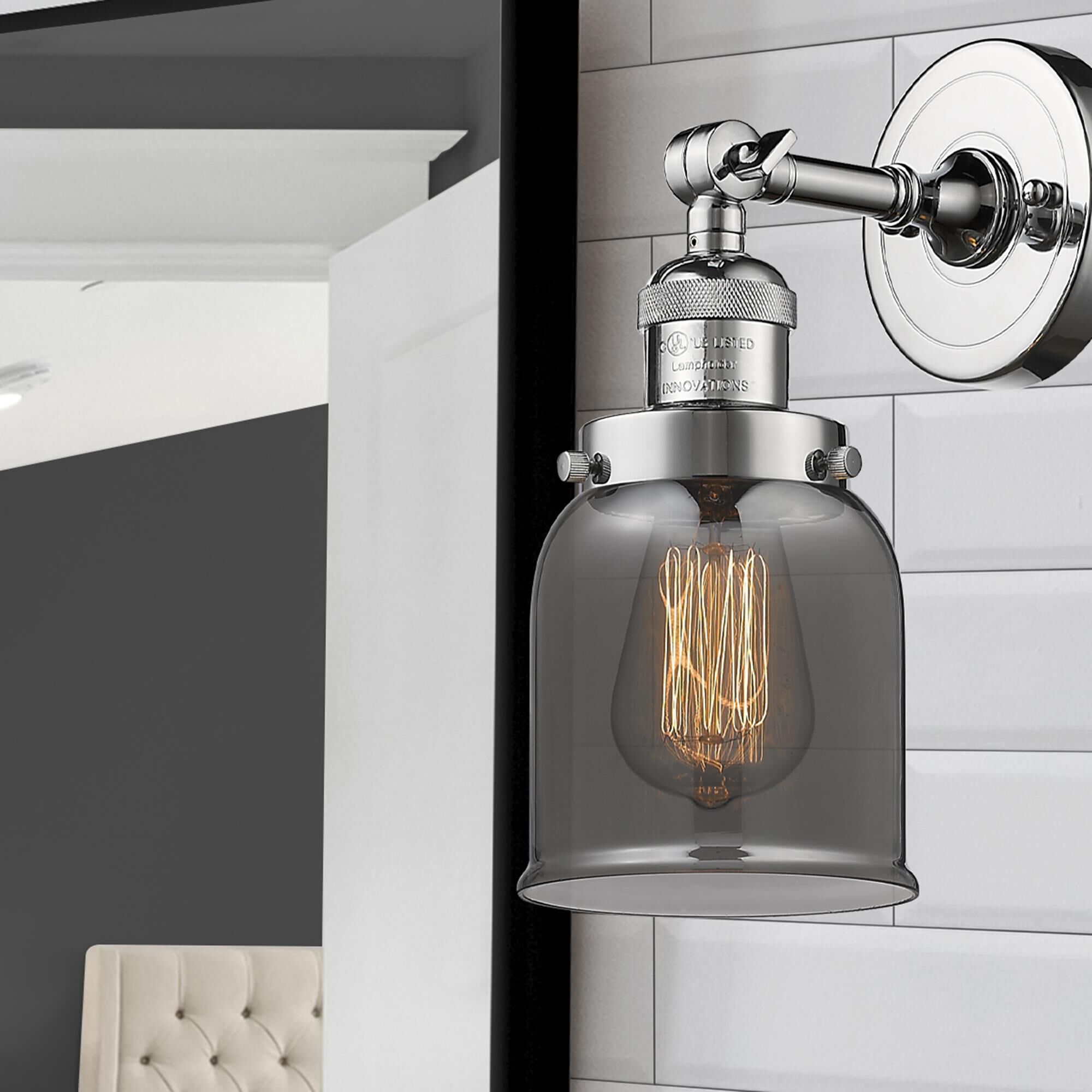 Shown in Polished Chrome finish and Plated Smoked glass