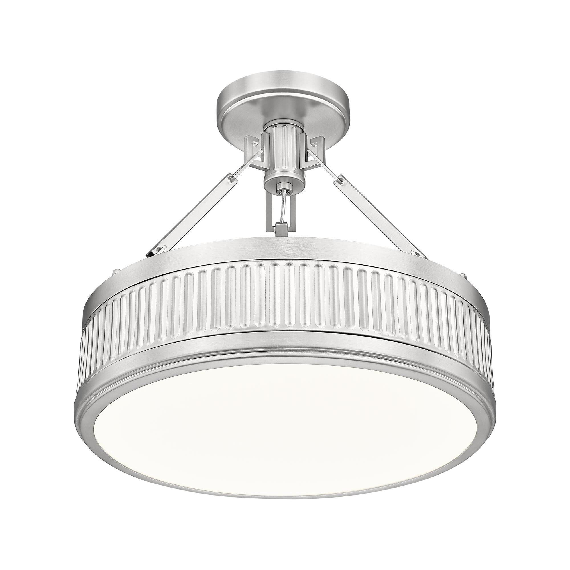 Shown in Satin Nickel finish and White glass