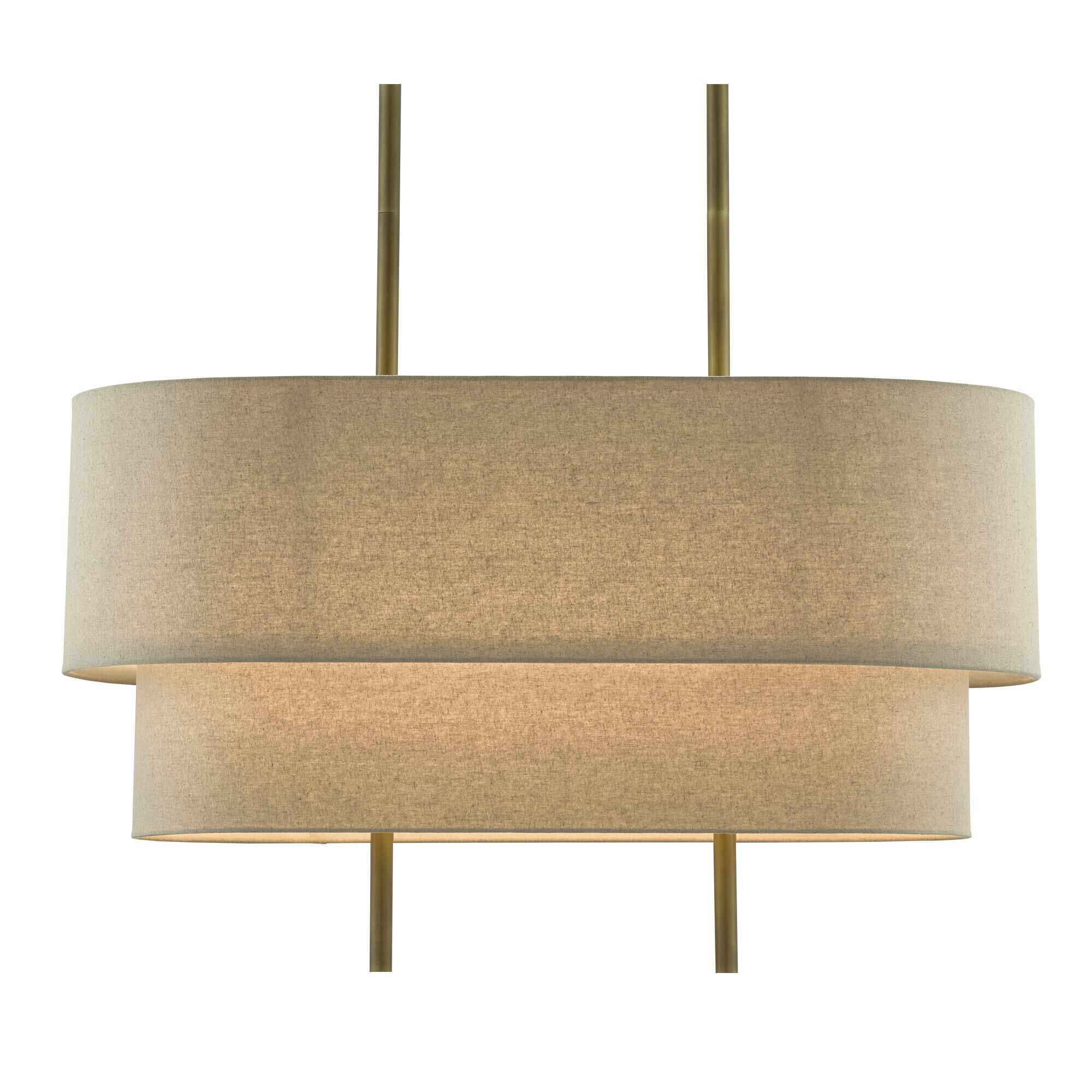Shown in Antique Brass/Linen finish and Natural Linen shade