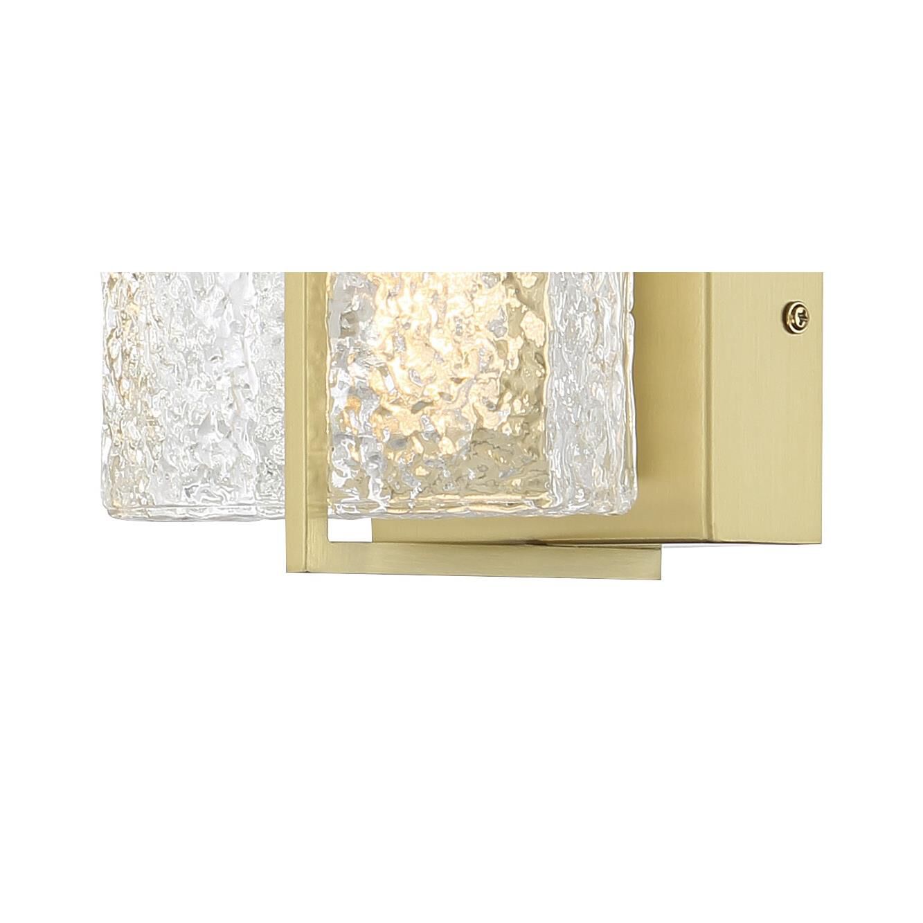 Shown in Soft Brass finish and Clear Textured glass