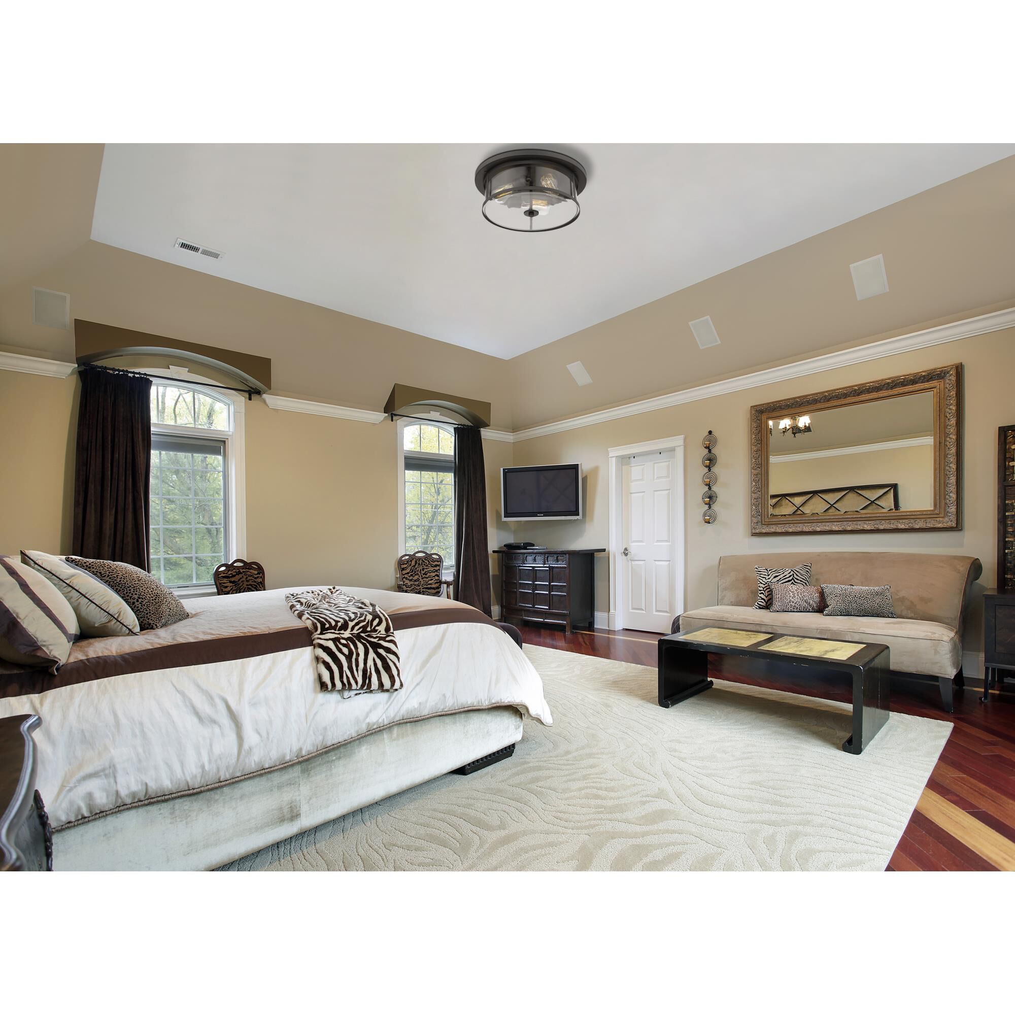 Shown in Bronze finish and Glass shade