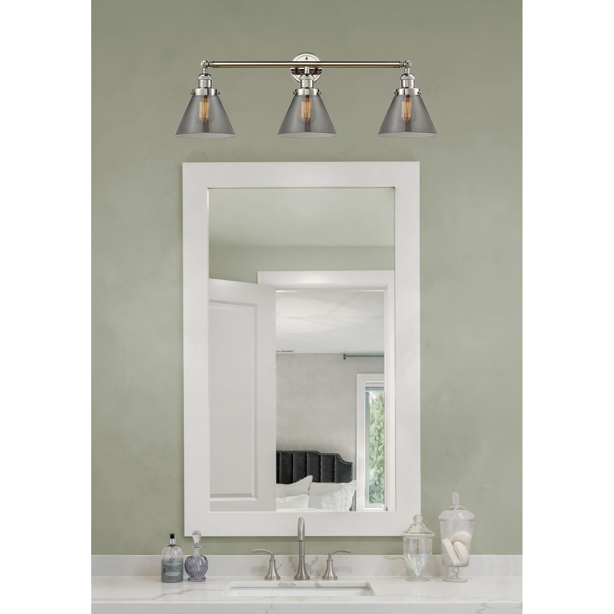 Shown in Polished Nickel finish and Smoked glass