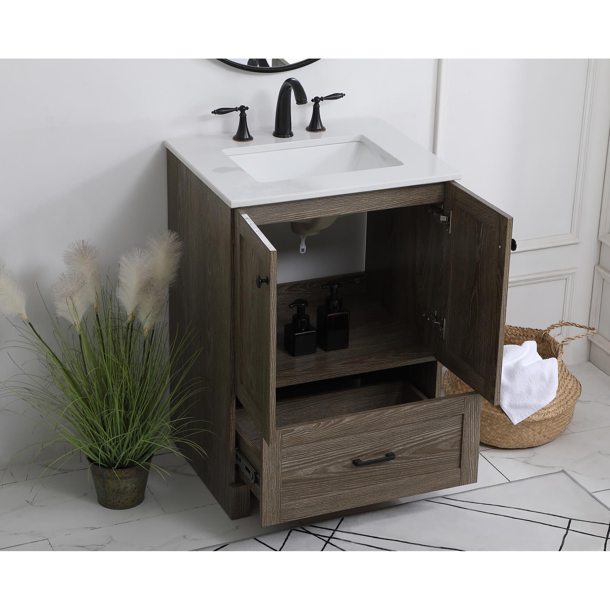 Shown in Weathered Oak And Black With Ivory finish