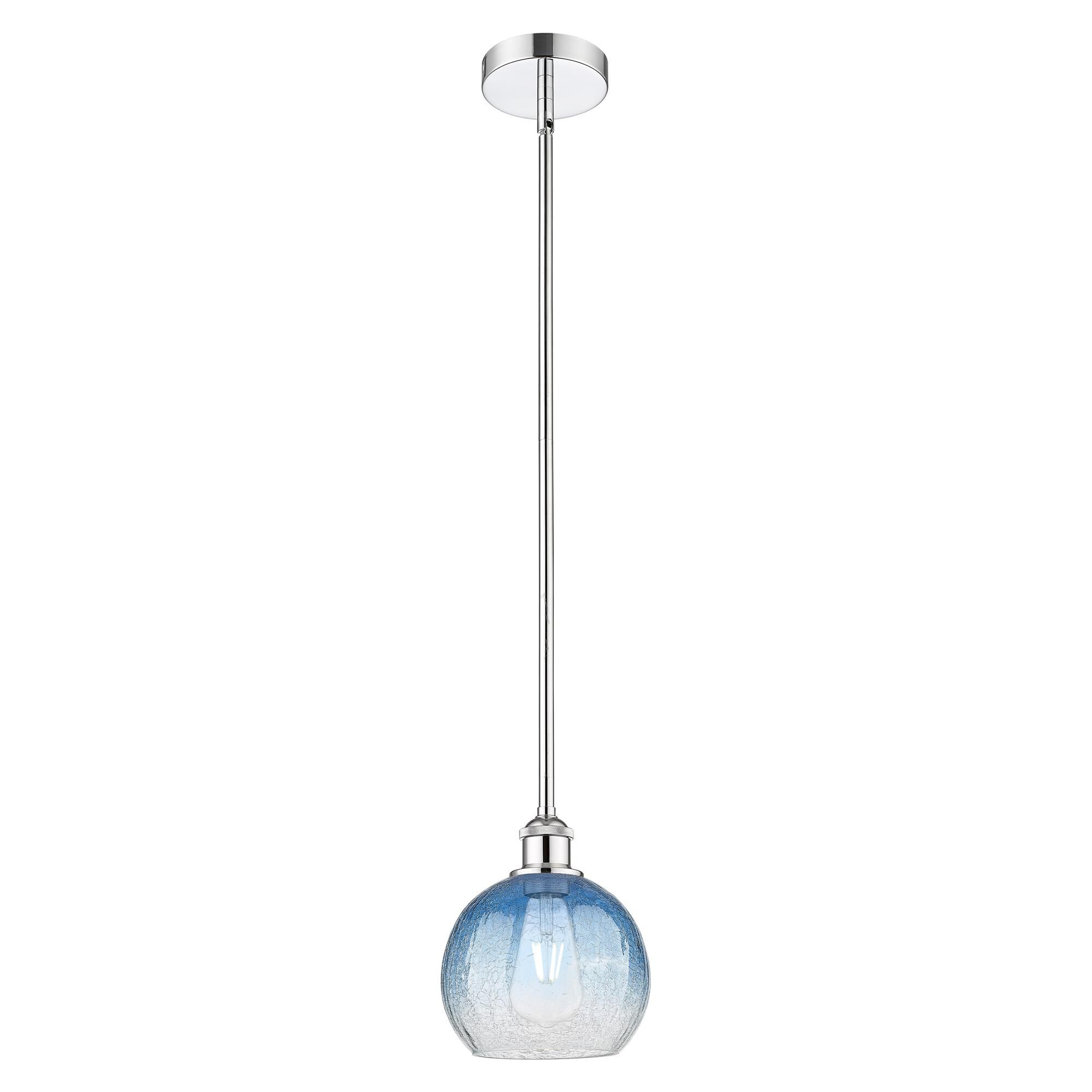 Shown in Polished Chrome finish and Sapphire Blue glass