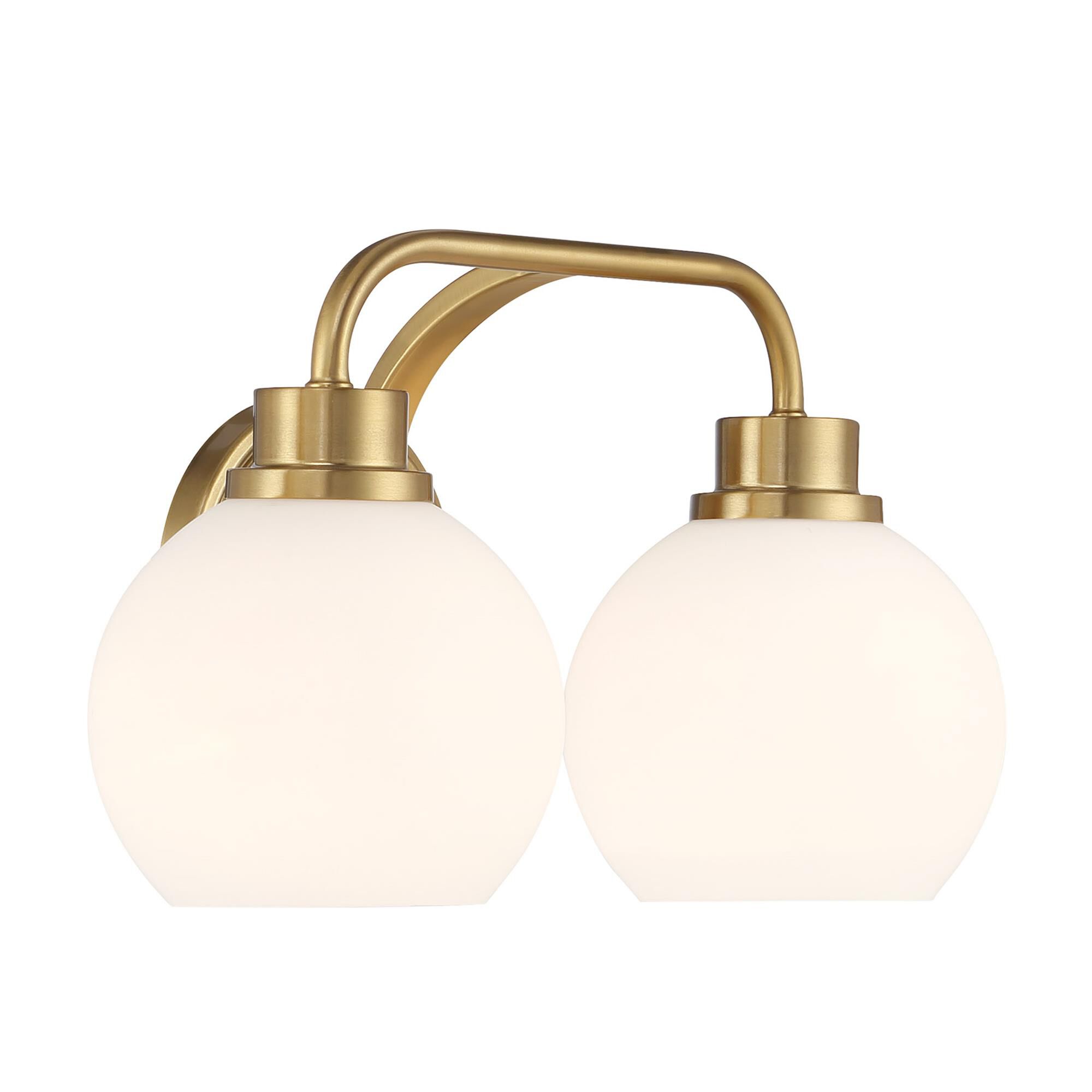 Shown in Natural Brass finish and White Opal glass
