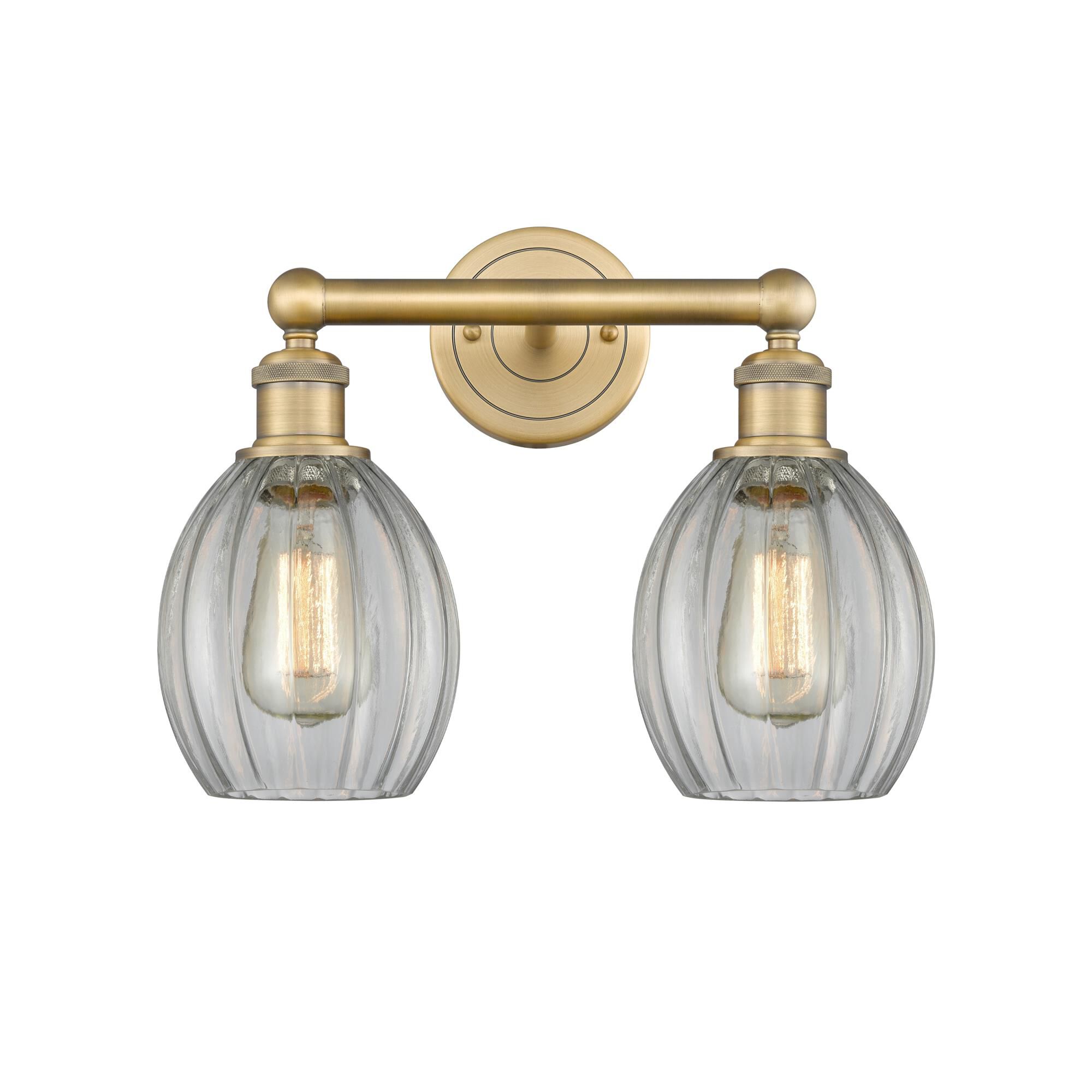 Shown in Brushed Brass finish and Clear glass