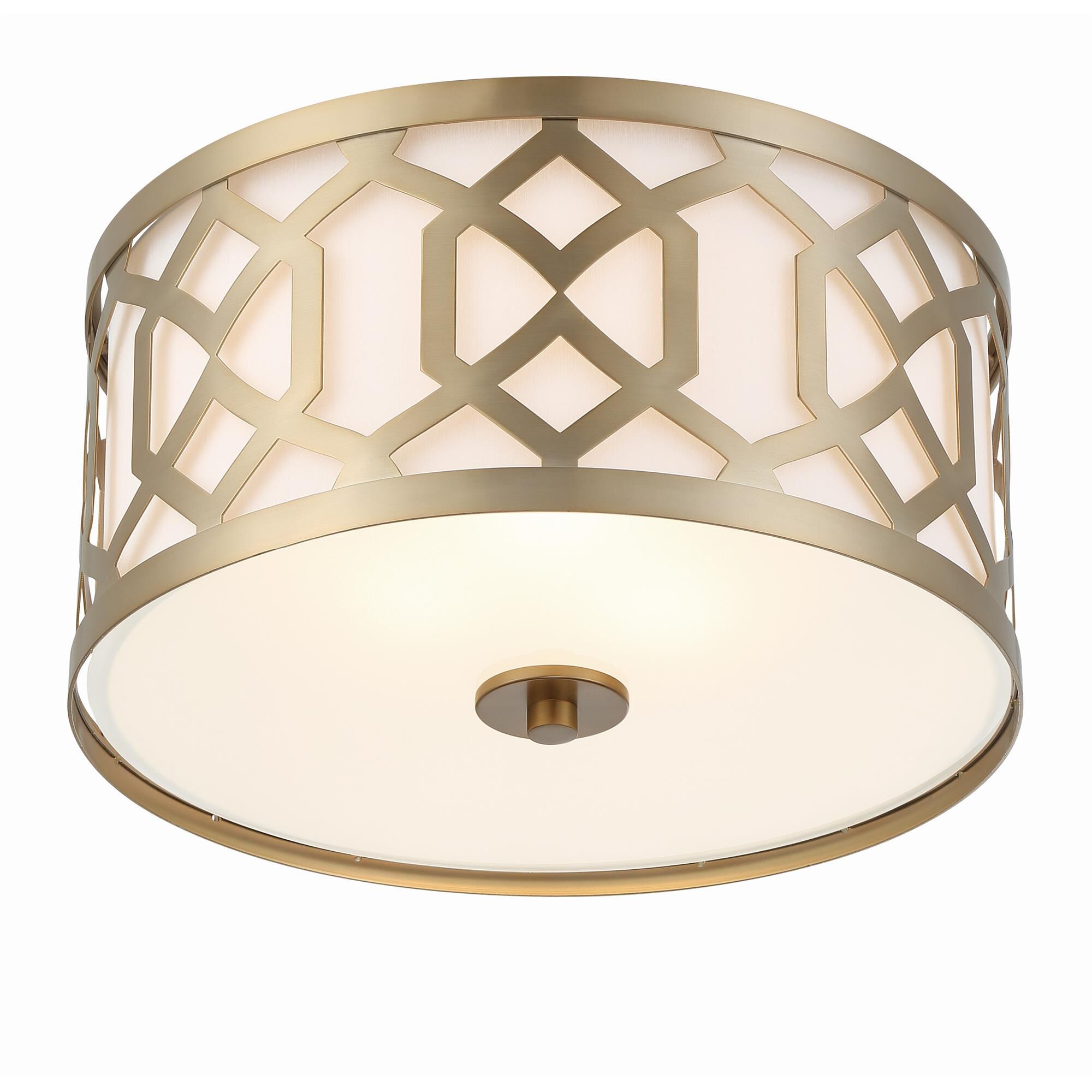 Shown in Aged Brass finish and Silk glass and White shade