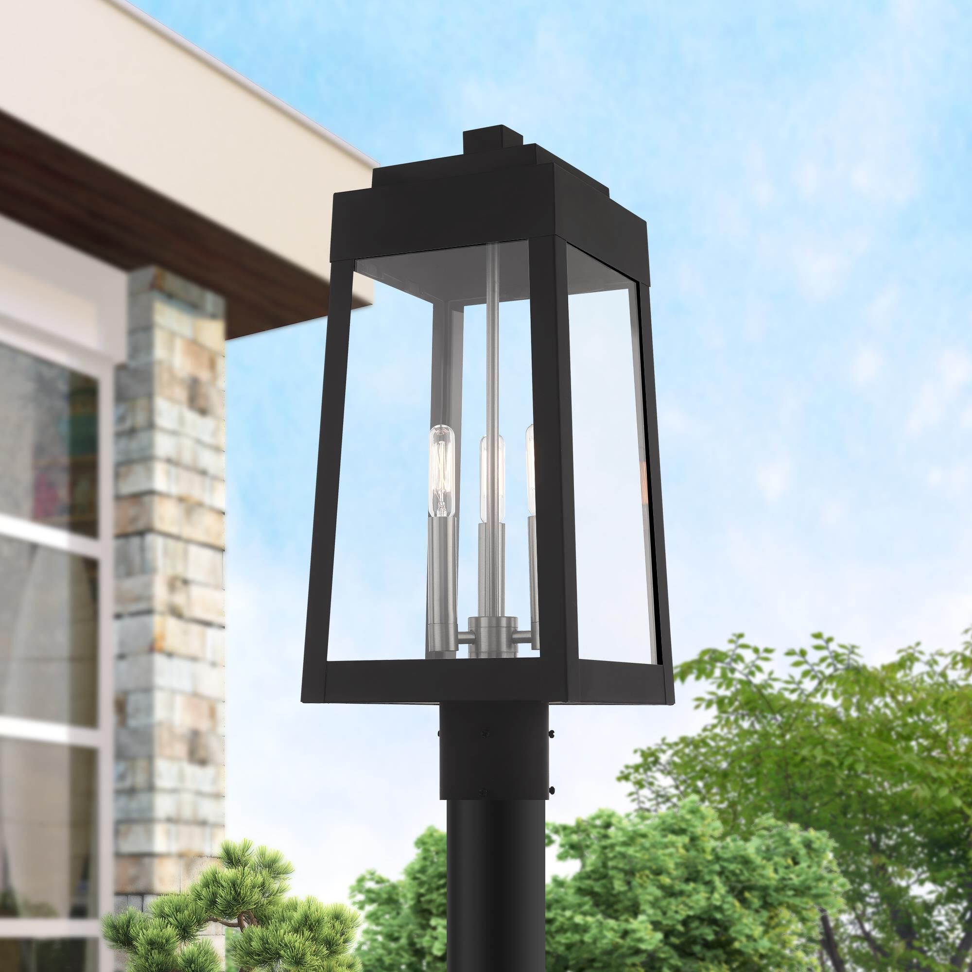 Oslo 20 Inch Tall 3 Light Outdoor Post Lamp by Livex Lighting