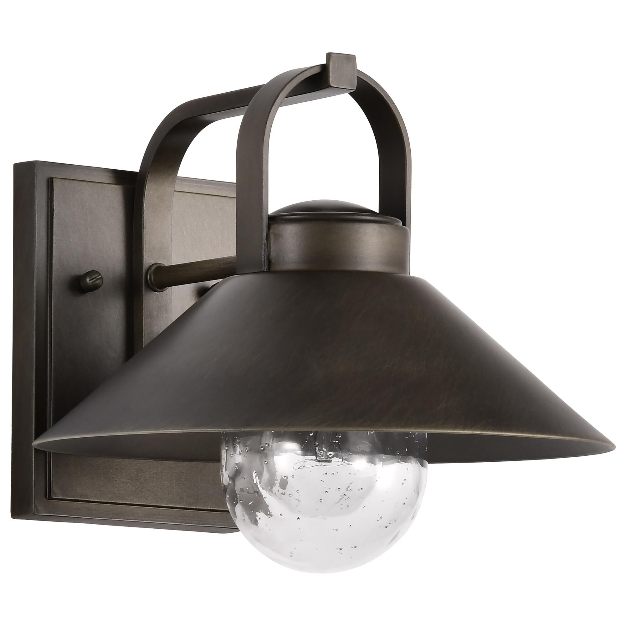 Shown in Bronze finish and Clear Seeded glass