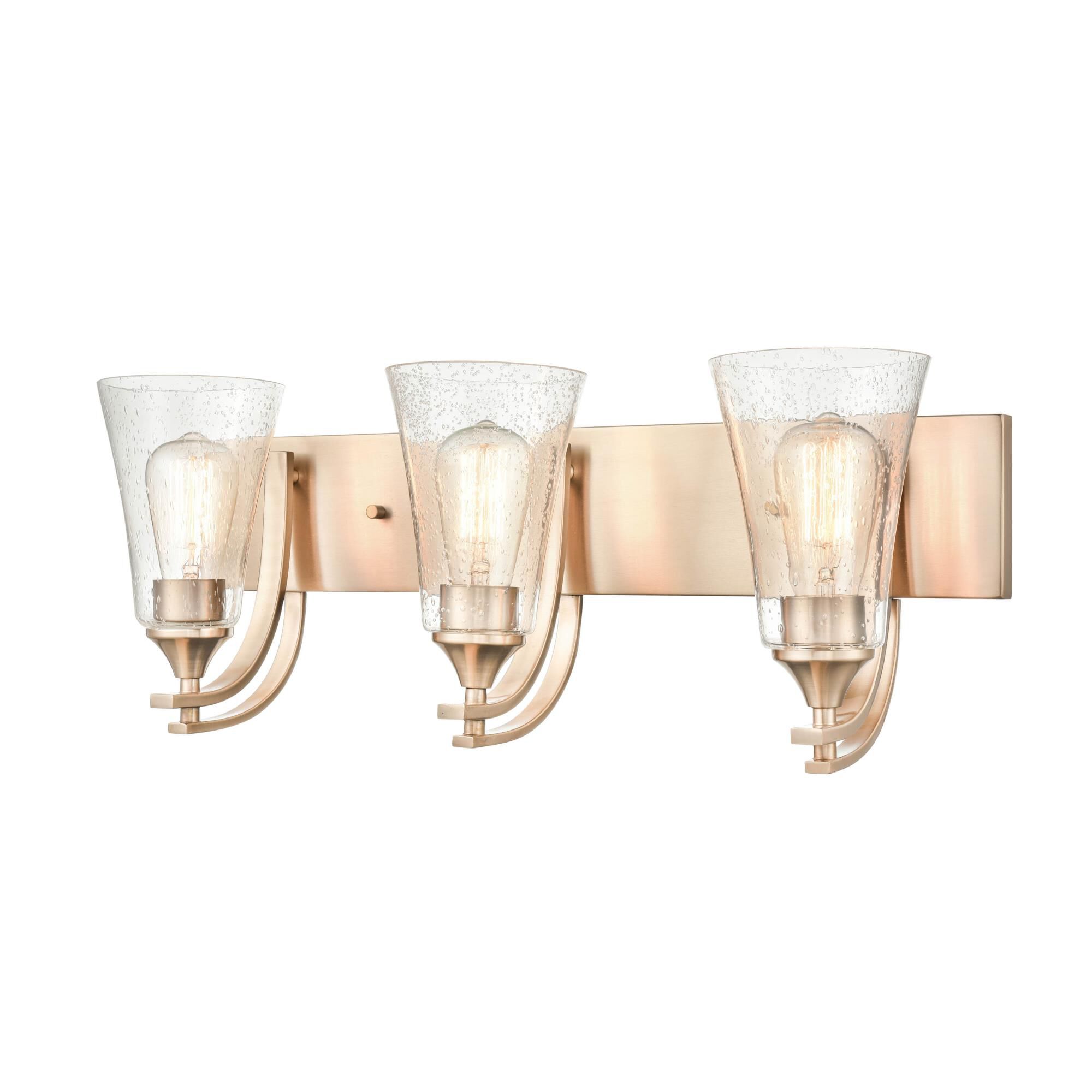 Shown in Modern Gold finish and Clear Seeded glass