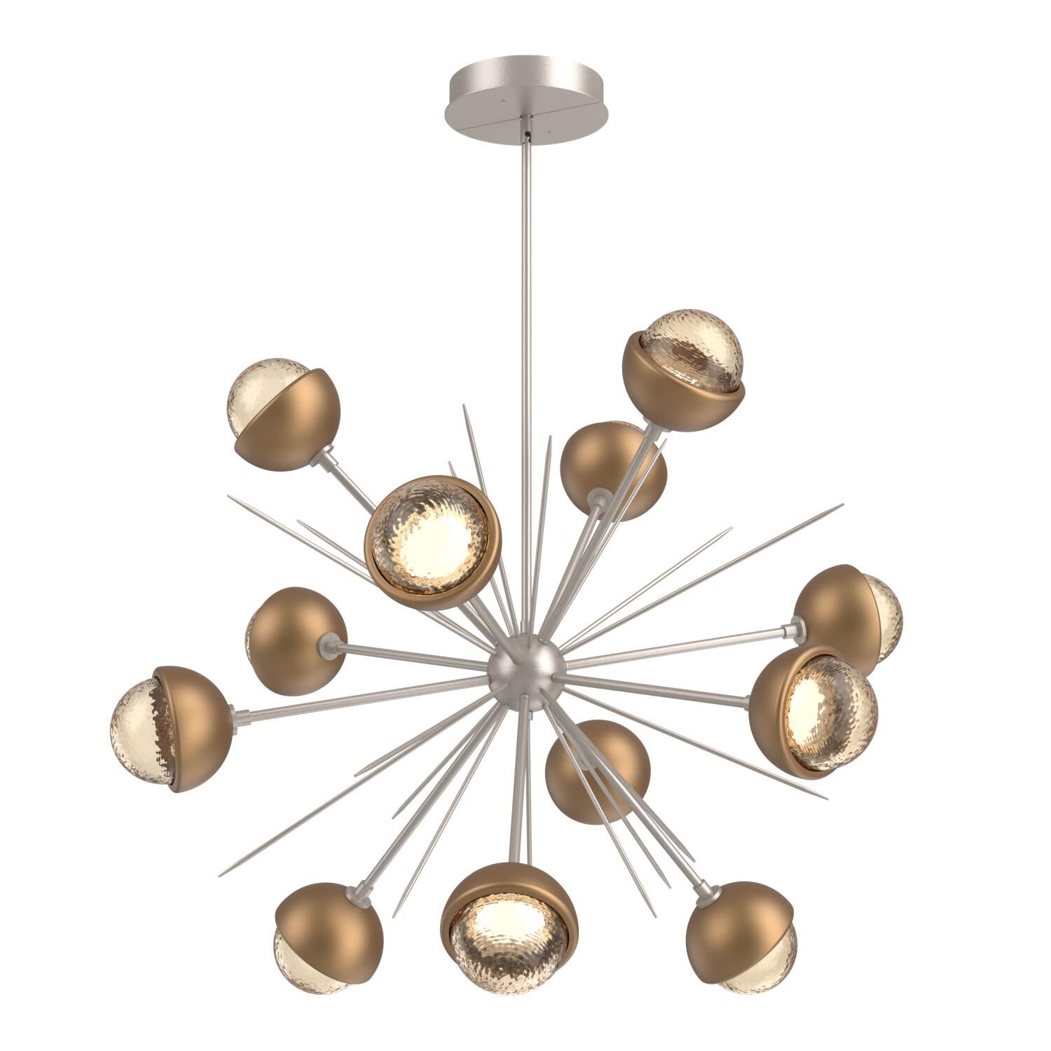 Shown in Beige Silver finish and Amber glass and Novel Brass accent