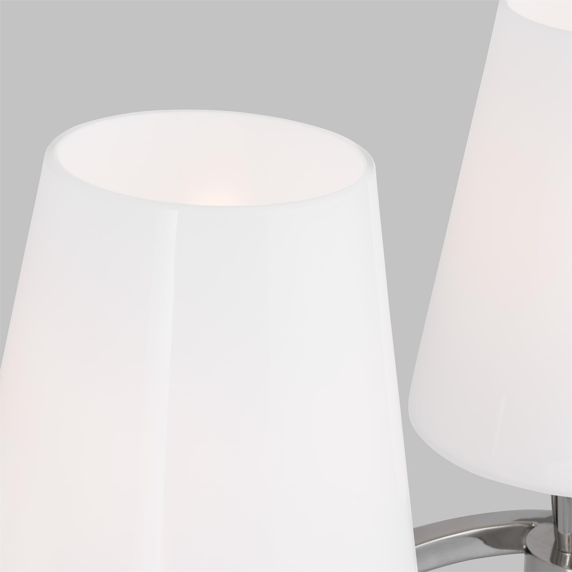 Shown in Polished Nickel finish and Milk White Glass s shade