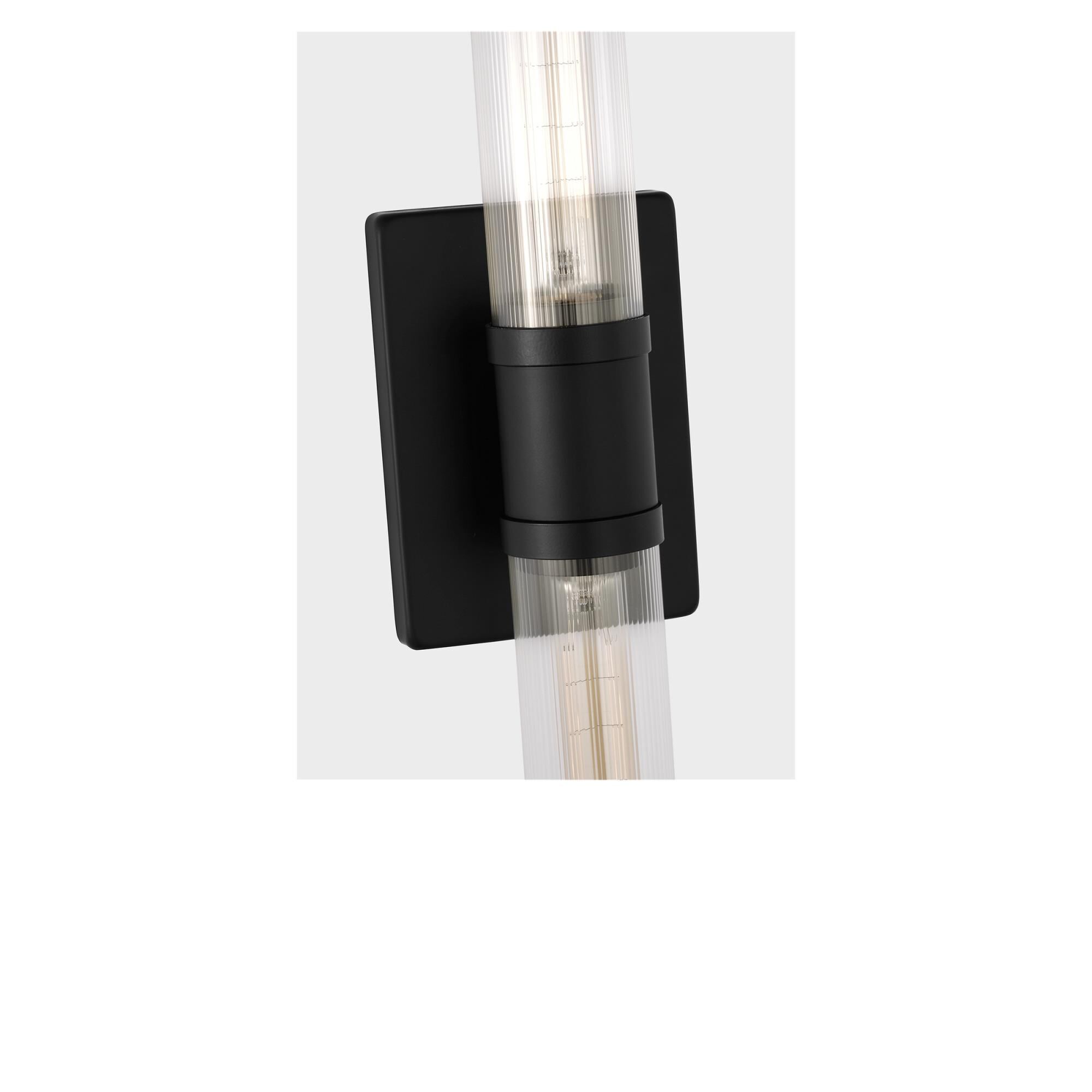 Shown in Midnight Black finish and Clear Fluted glass