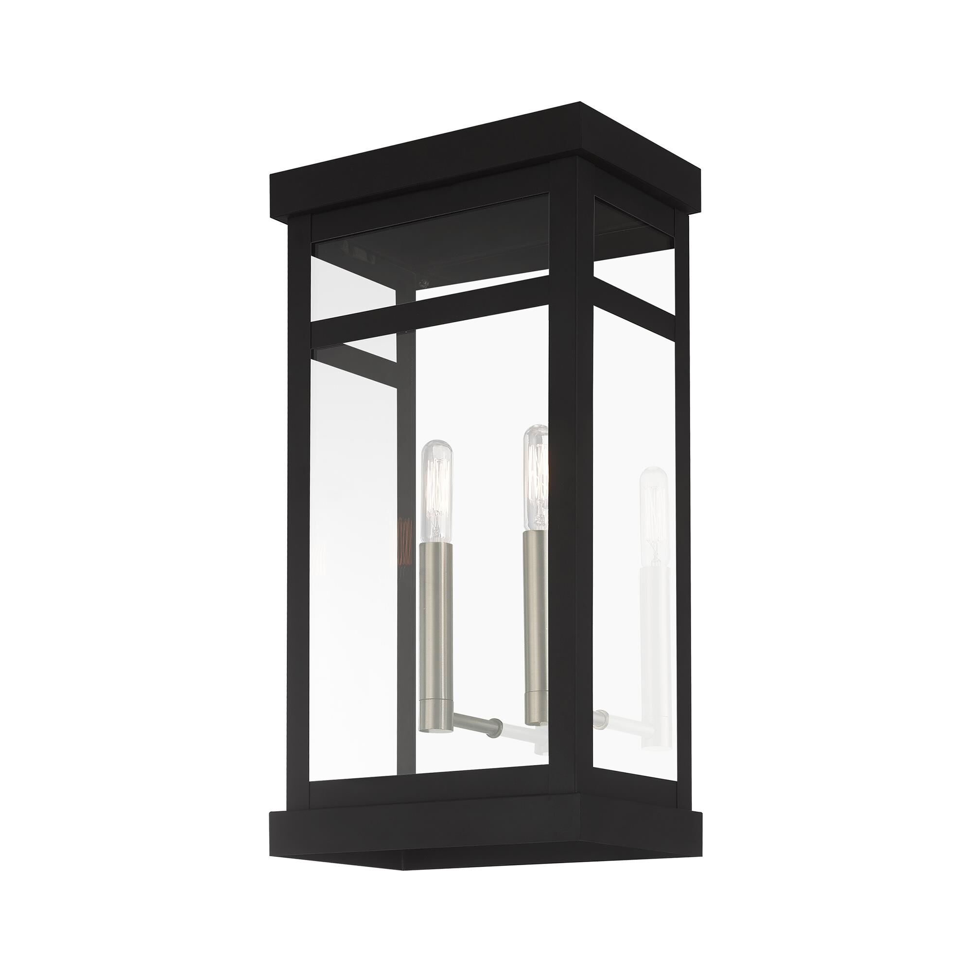 Shown in Black finish and Clear glass