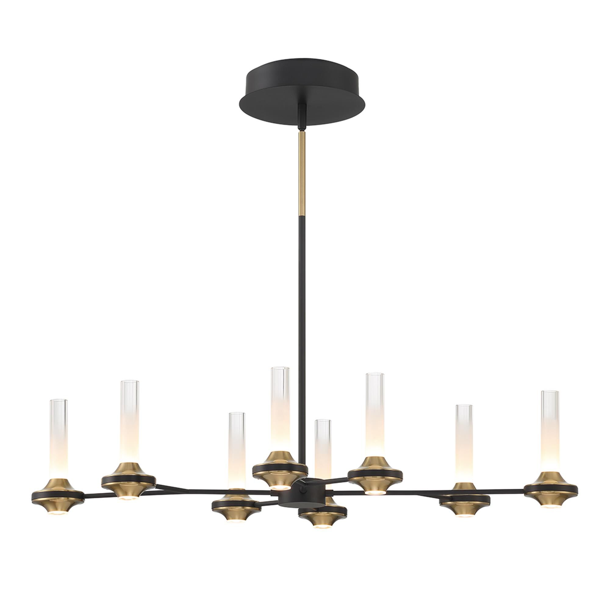 Shown in Black and Brass finish and Etched glass