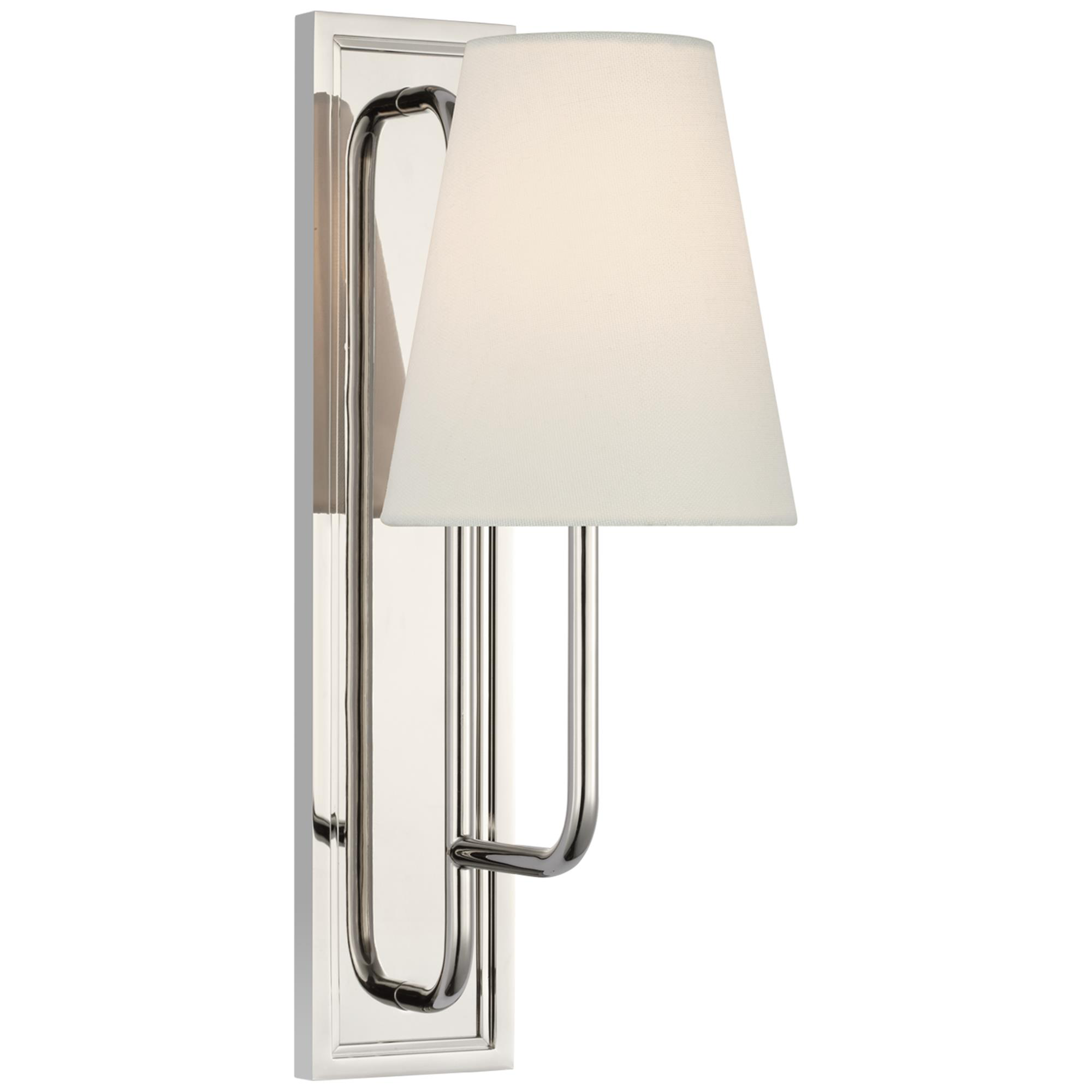 Shown in Polished Nickel finish and Linen shade