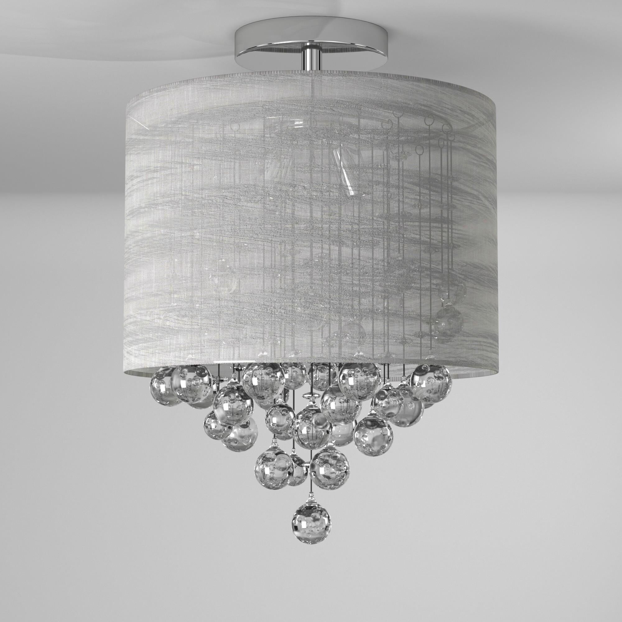 Shown in Polished Chrome finish and Optical crystal and Organza - Silver shade and Clear accent