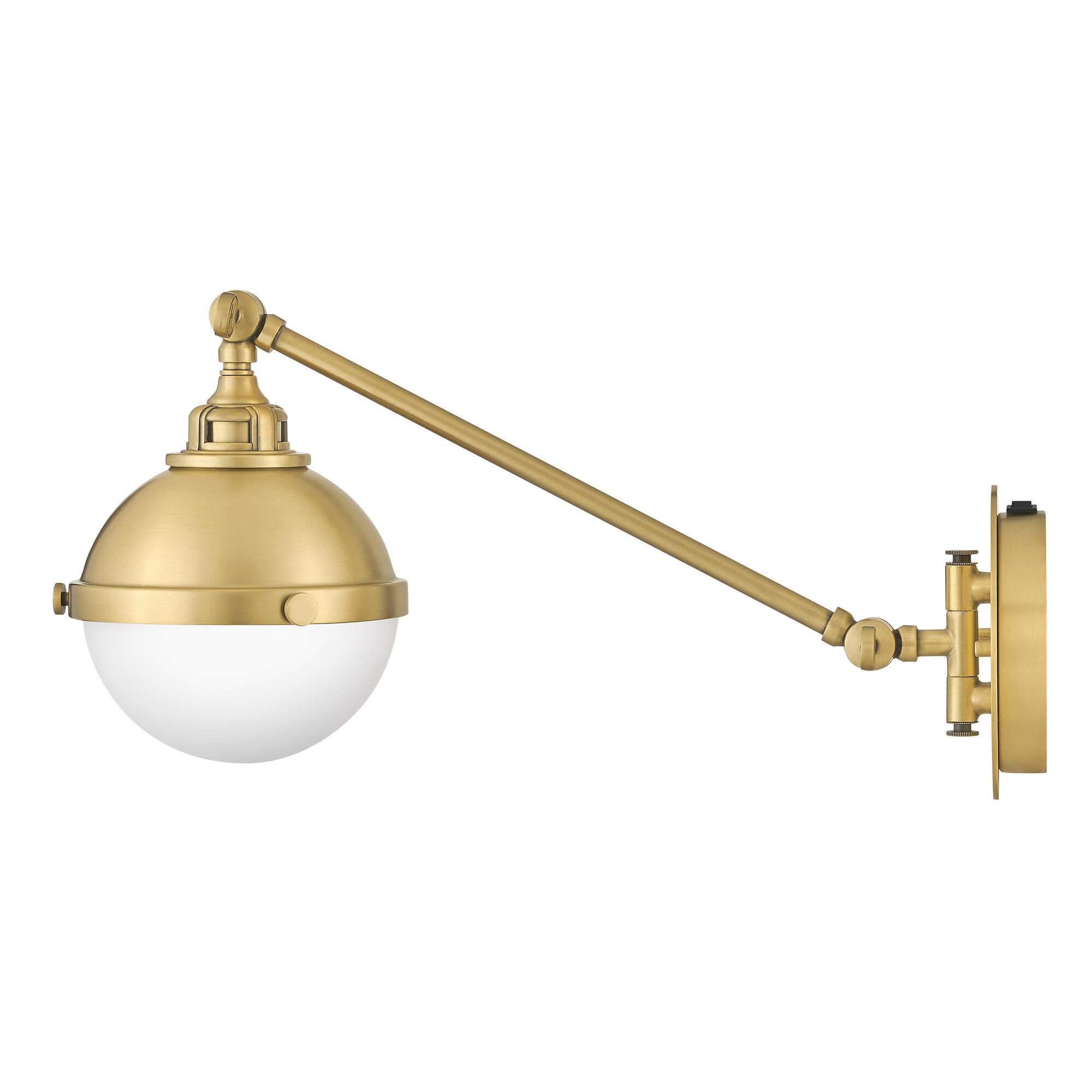 Shown in Satin Brass finish and Etched Opal glass and Satin Brass accent