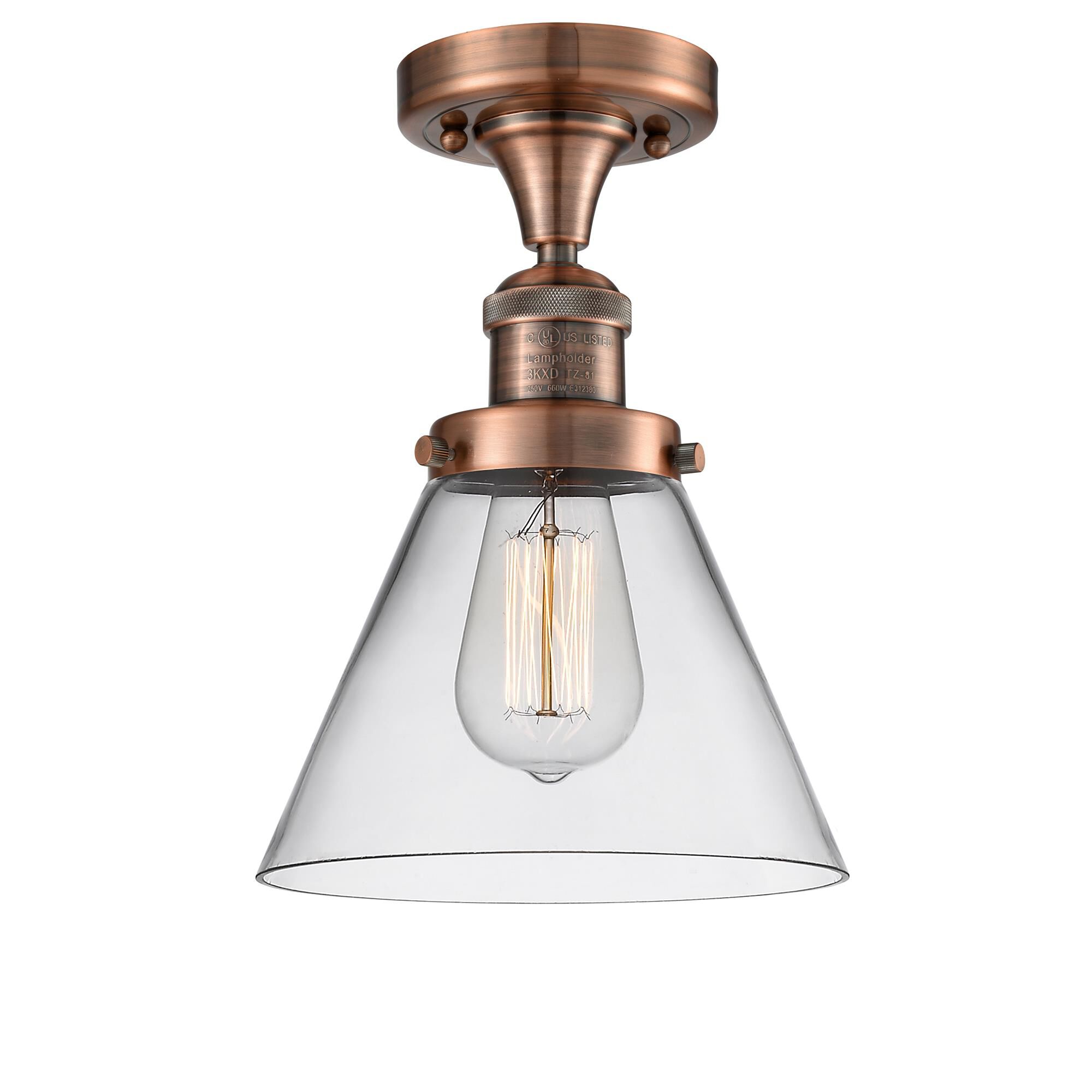 Shown in Antique Copper finish and Clear glass
