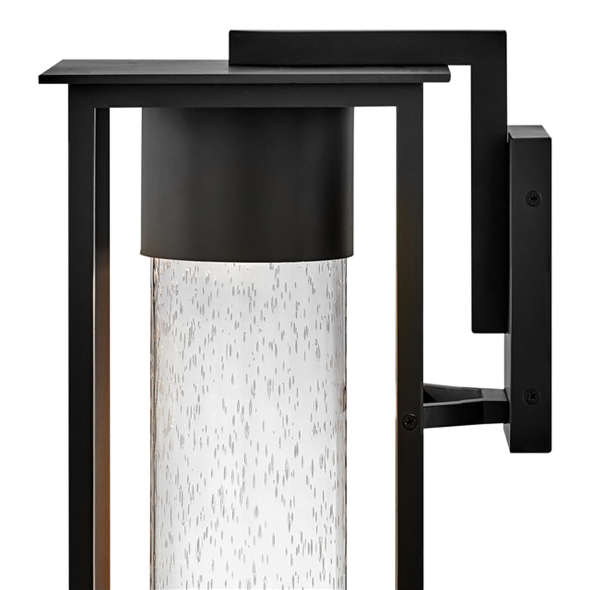 Shown in Black finish and Clear Seedy glass