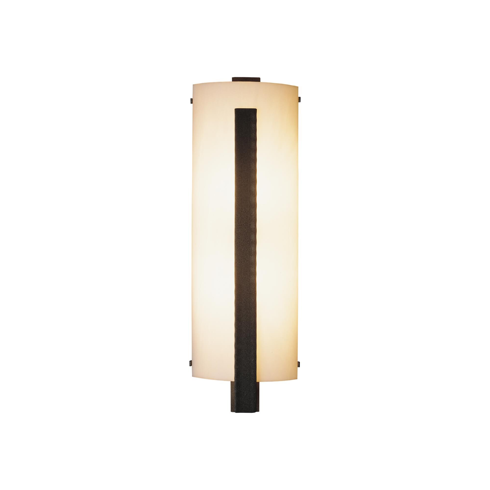 Shown in Natural Iron finish and White Art  glass