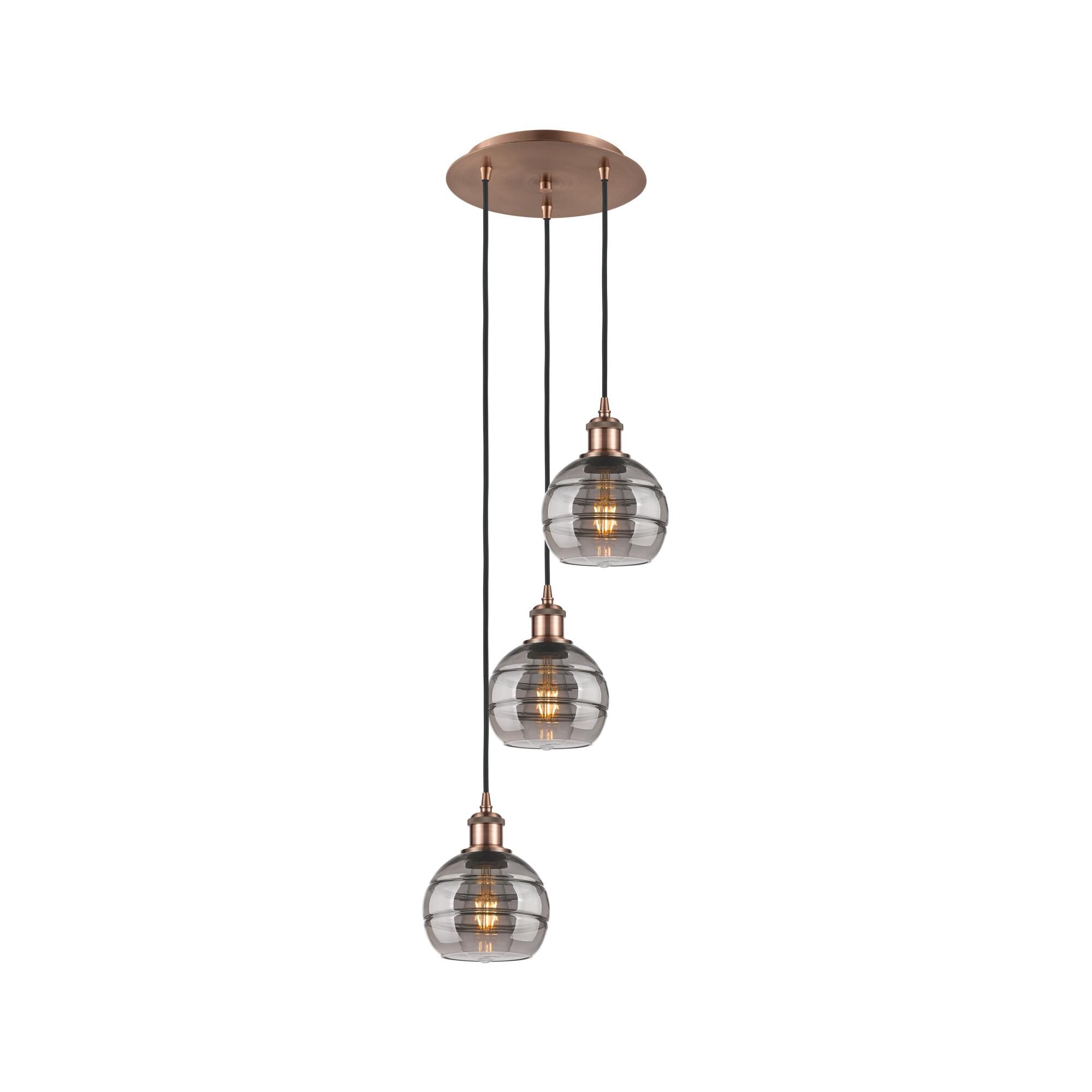 Shown in Antique Copper finish and Light Smoke glass