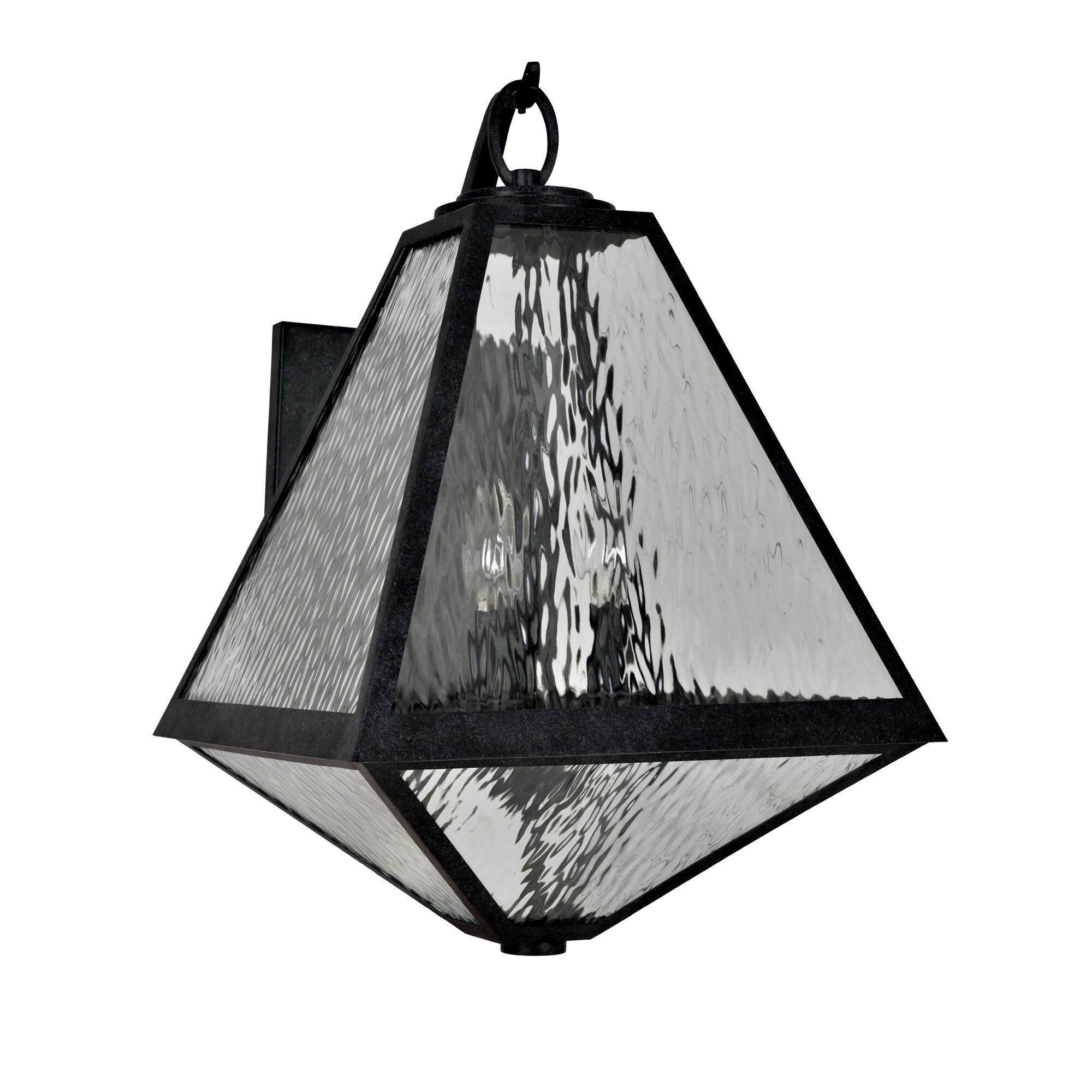 Shown in Black Charcoal finish and Water Glass glass and Water Glass Panels shade