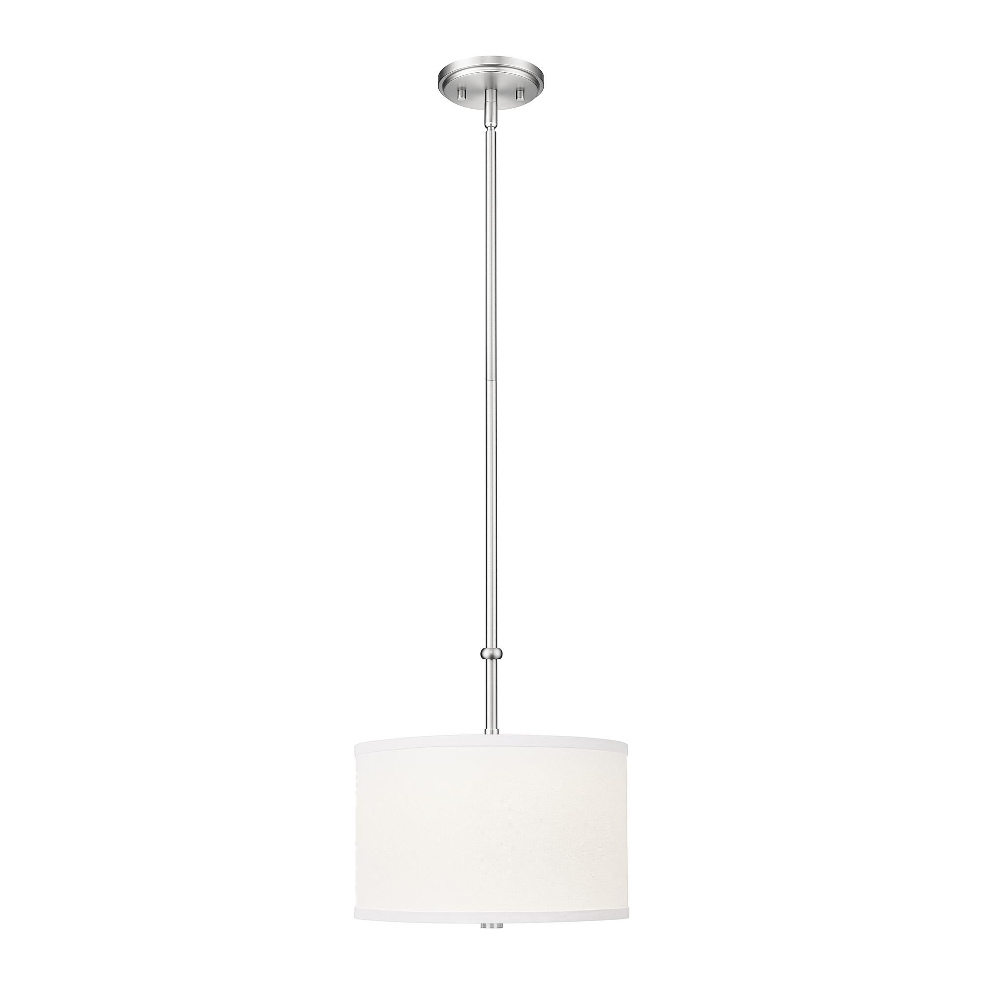 Shown in Brushed Nickel finish and White glass