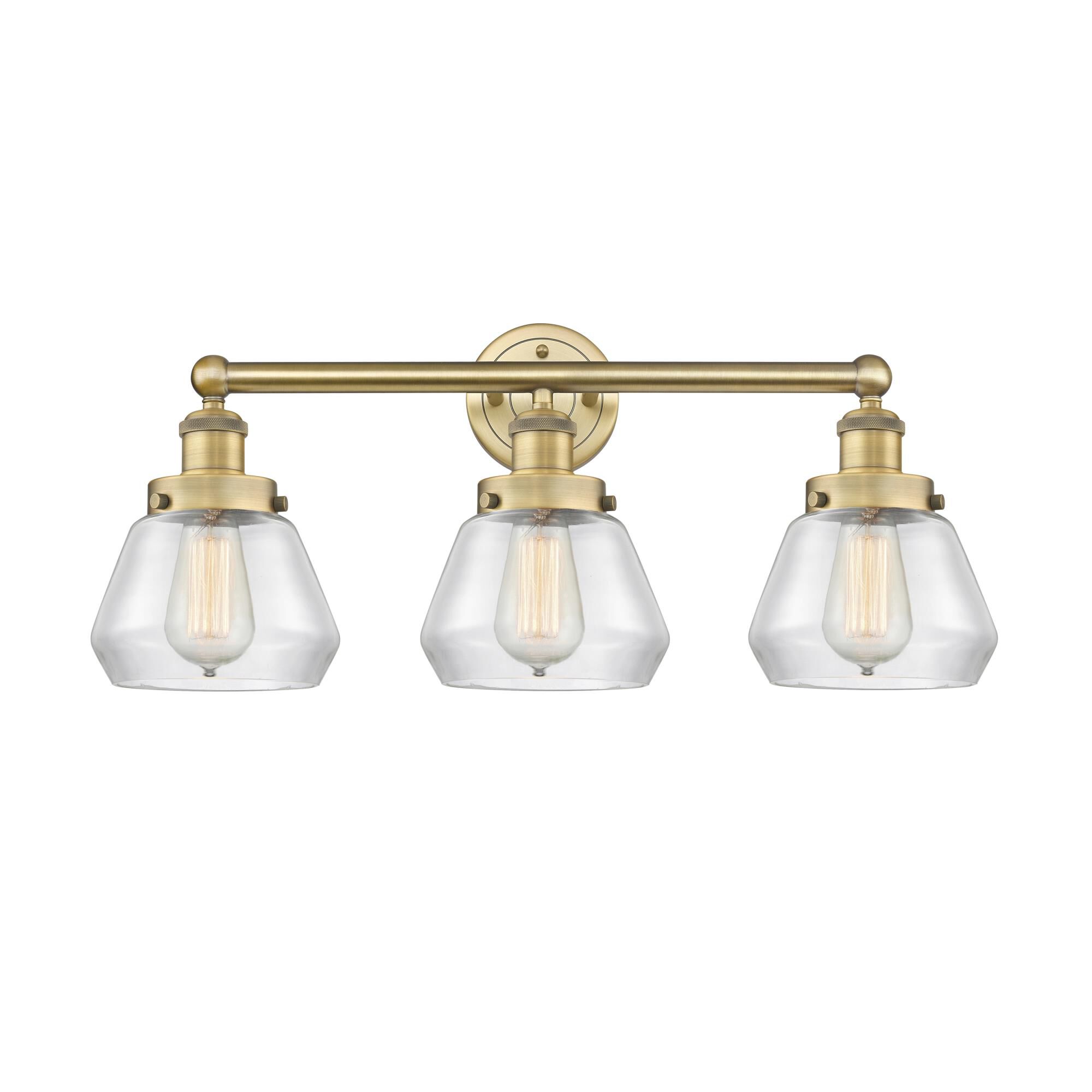 Shown in Brushed Brass finish and Clear glass