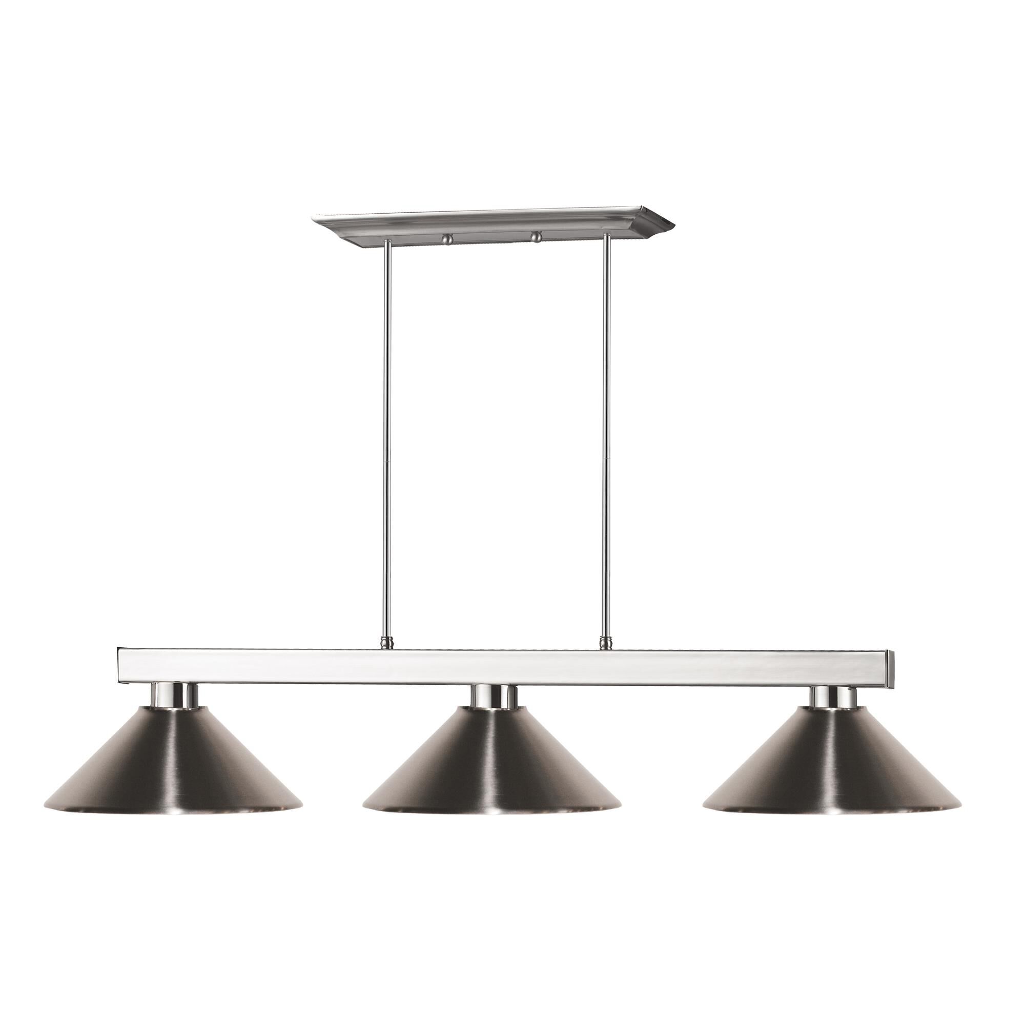 Shown in Brushed Nickel finish and Steel glass and Steel shade