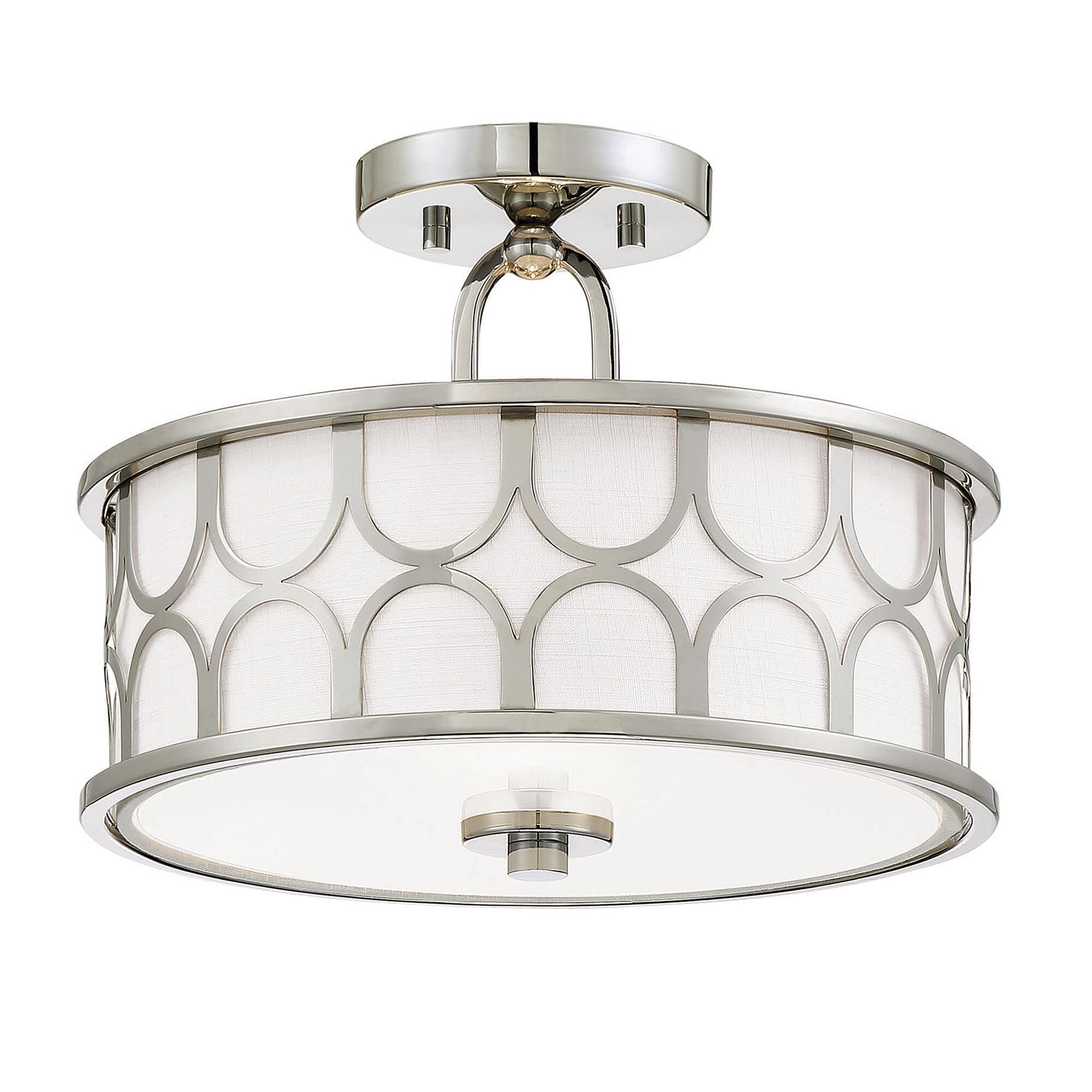 Shown in Polished Nickel finish and White Fabric shade