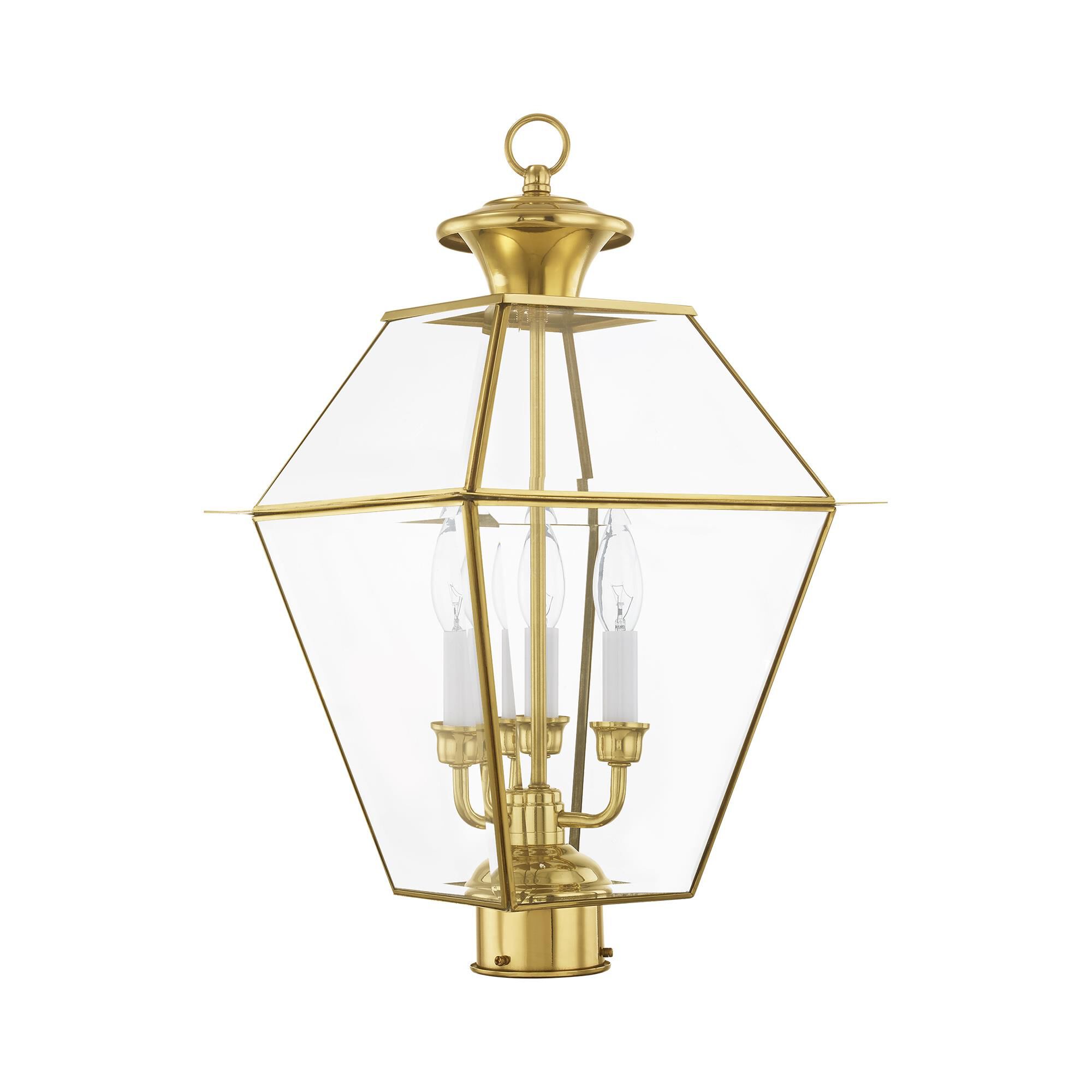 Shown in Polished Brass finish and Clear Beveled glass