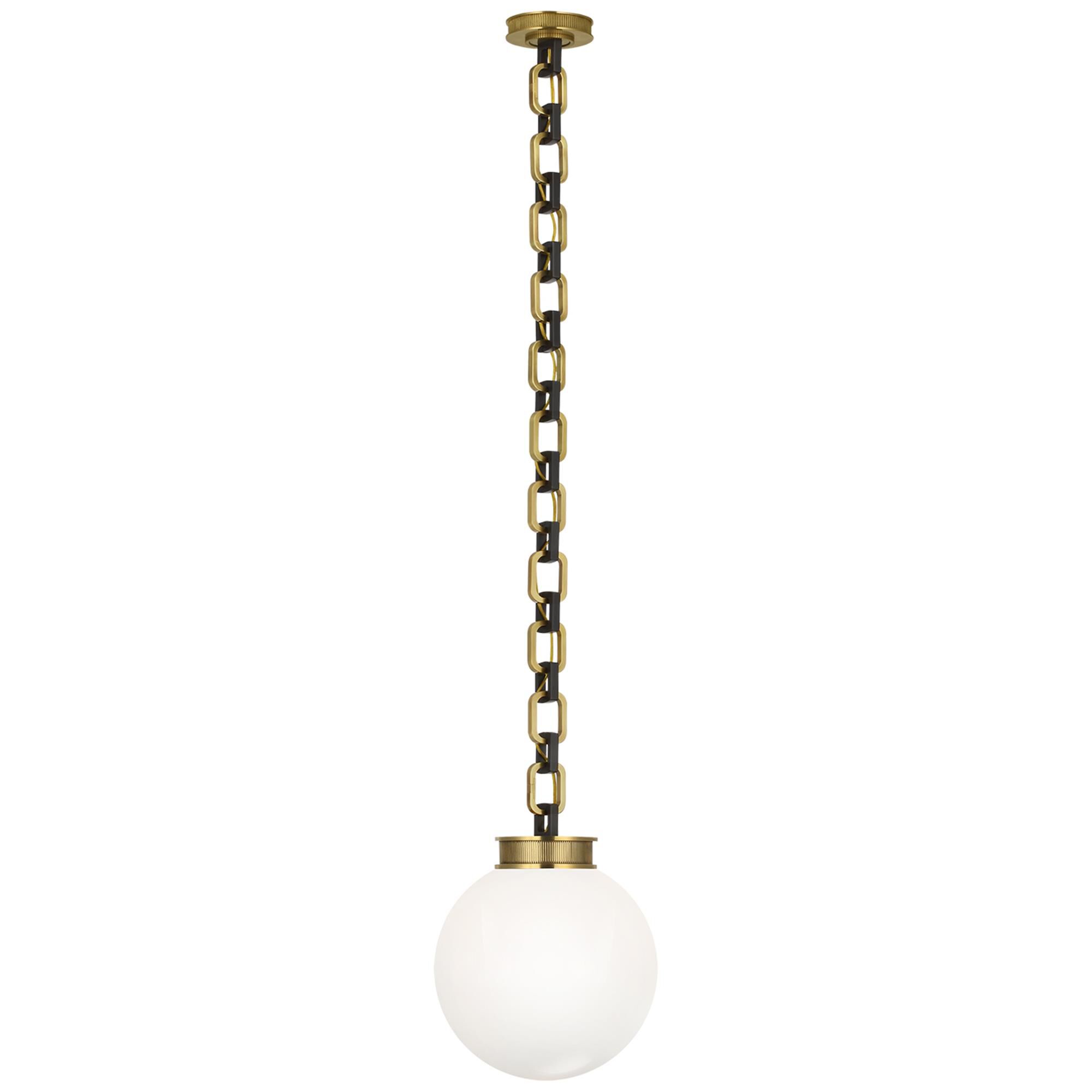 Shown in Soft Brass and Bronze finish and White glass