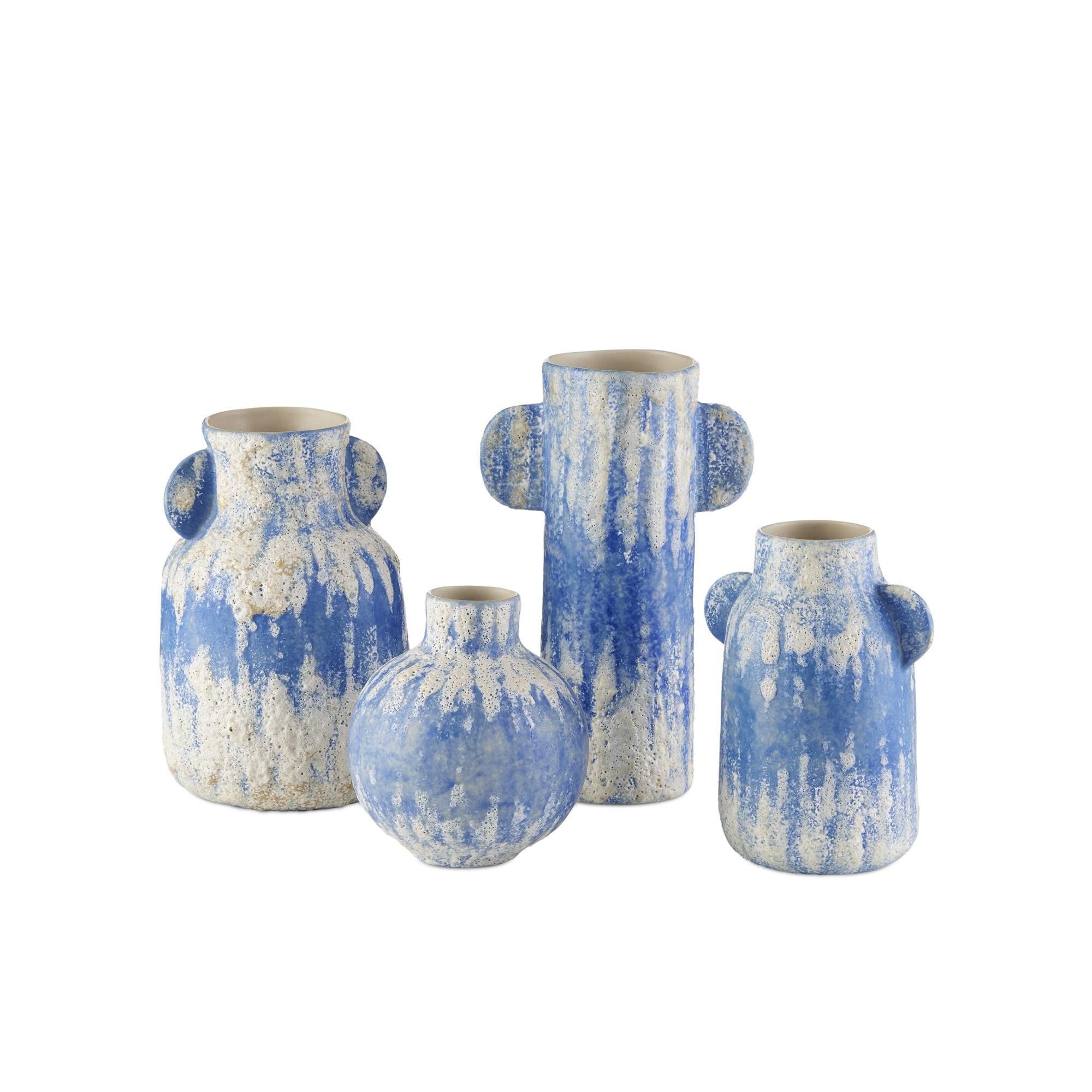 Paros Blue Vase Set of 4 Vase-Urn by Currey and Company