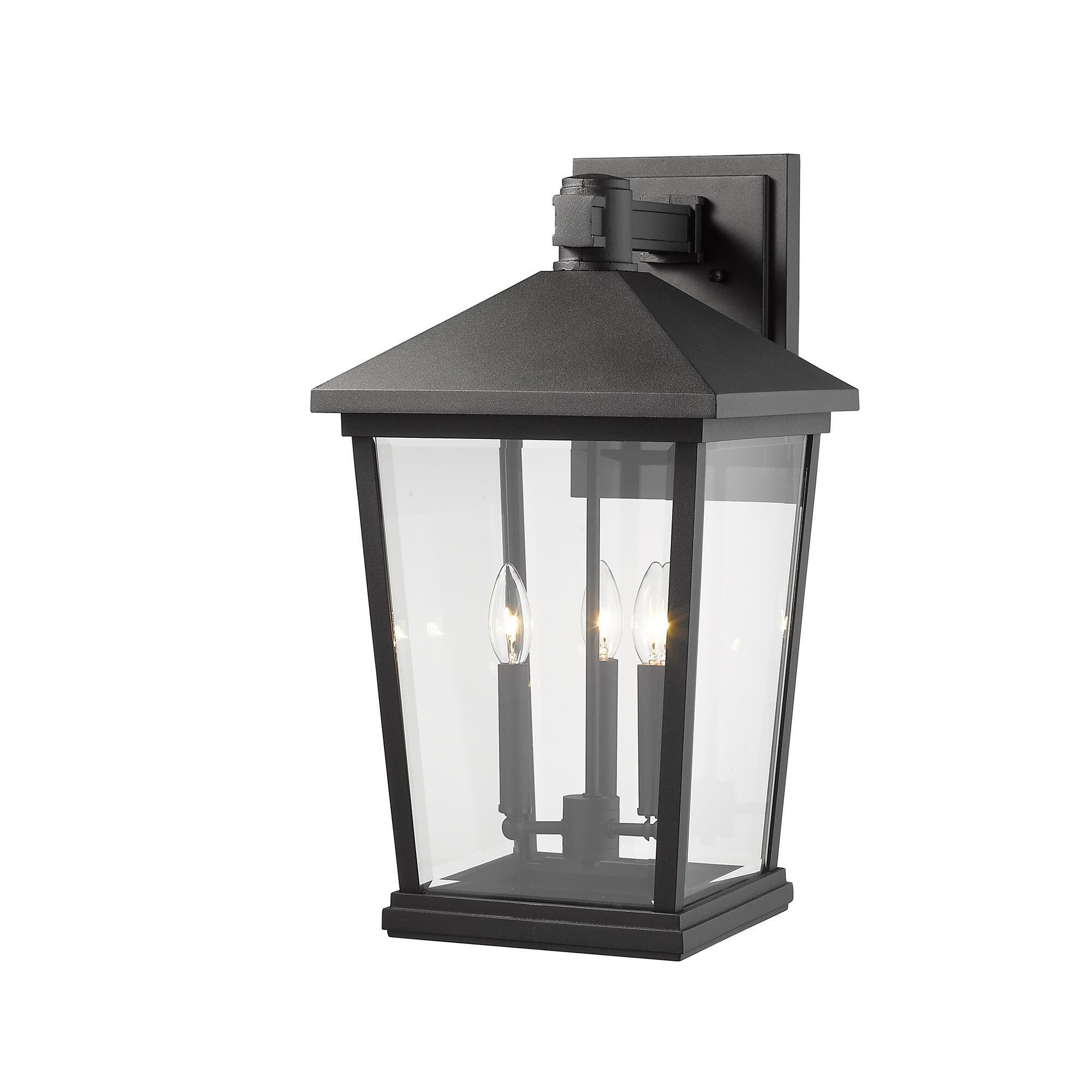 Shown in Black finish and Glass shade