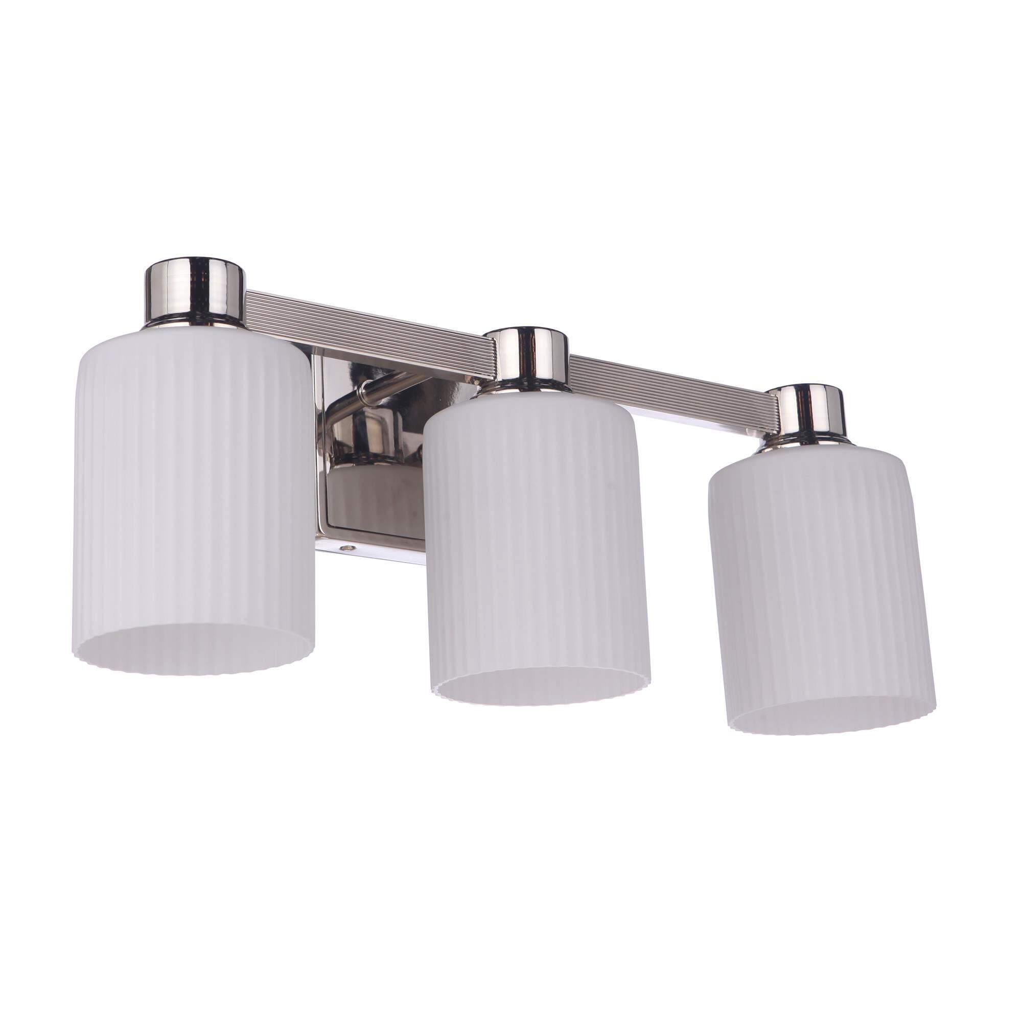 Shown in Polished Nickel finish and Frostwhite glass