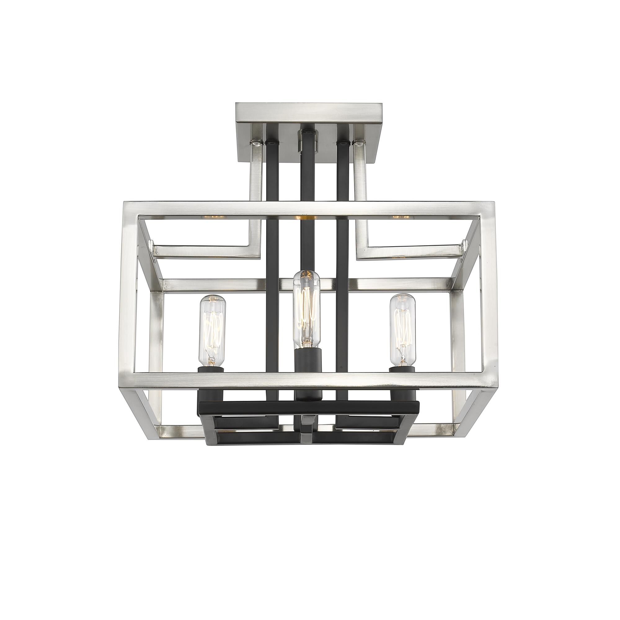 Shown in Brushed Nickel + Black finish and --- glass and --- shade