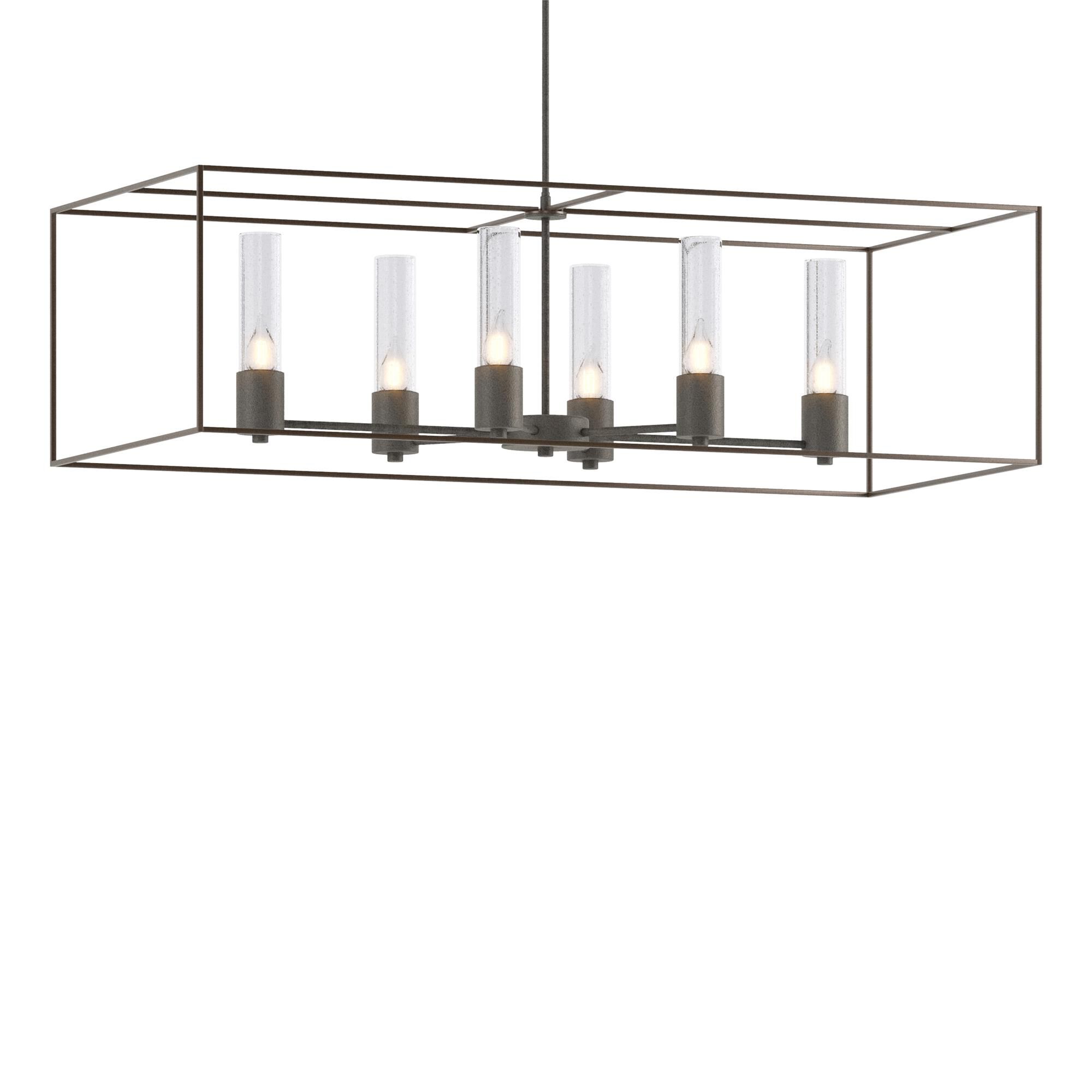 Shown in Natural Iron finish and Clear glass and Bronze accent