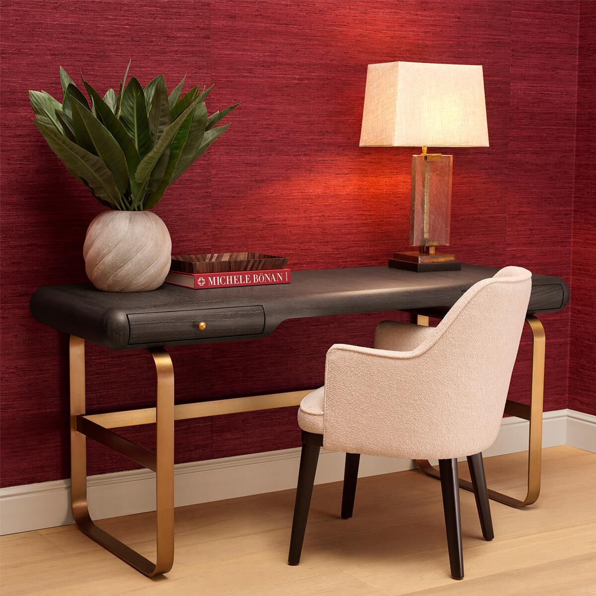 Shown in Renato Ecru, Black finish