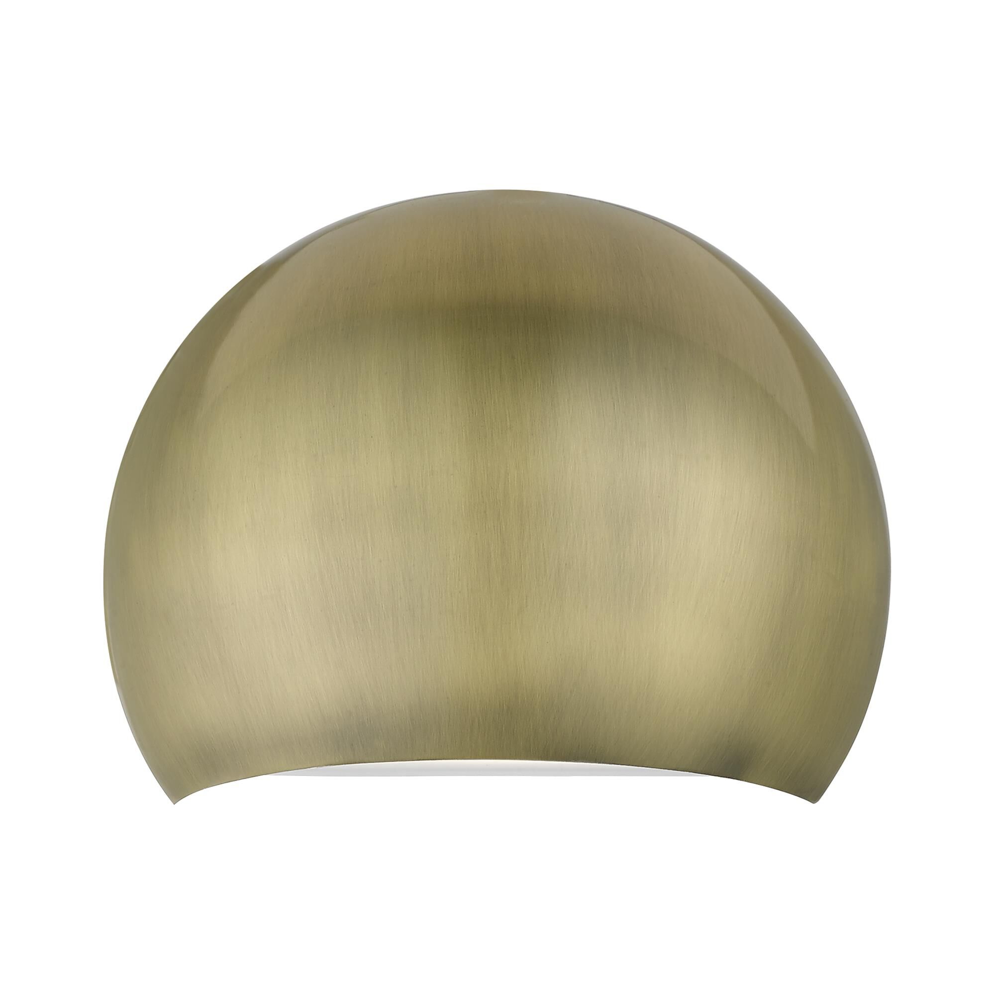 Shown in Antique Brass finish and Antique Brass Metal with White Inside shade