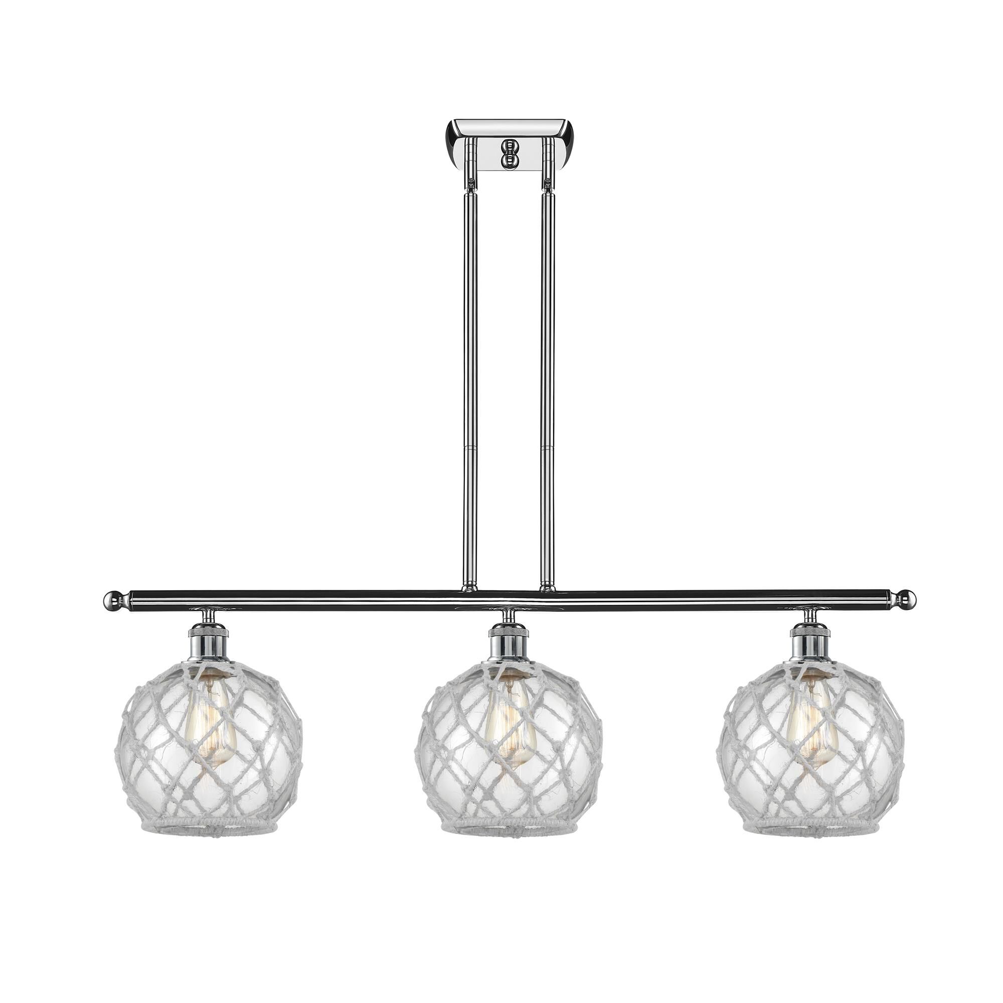 Shown in Polished Chrome finish and Clear With White Rope glass